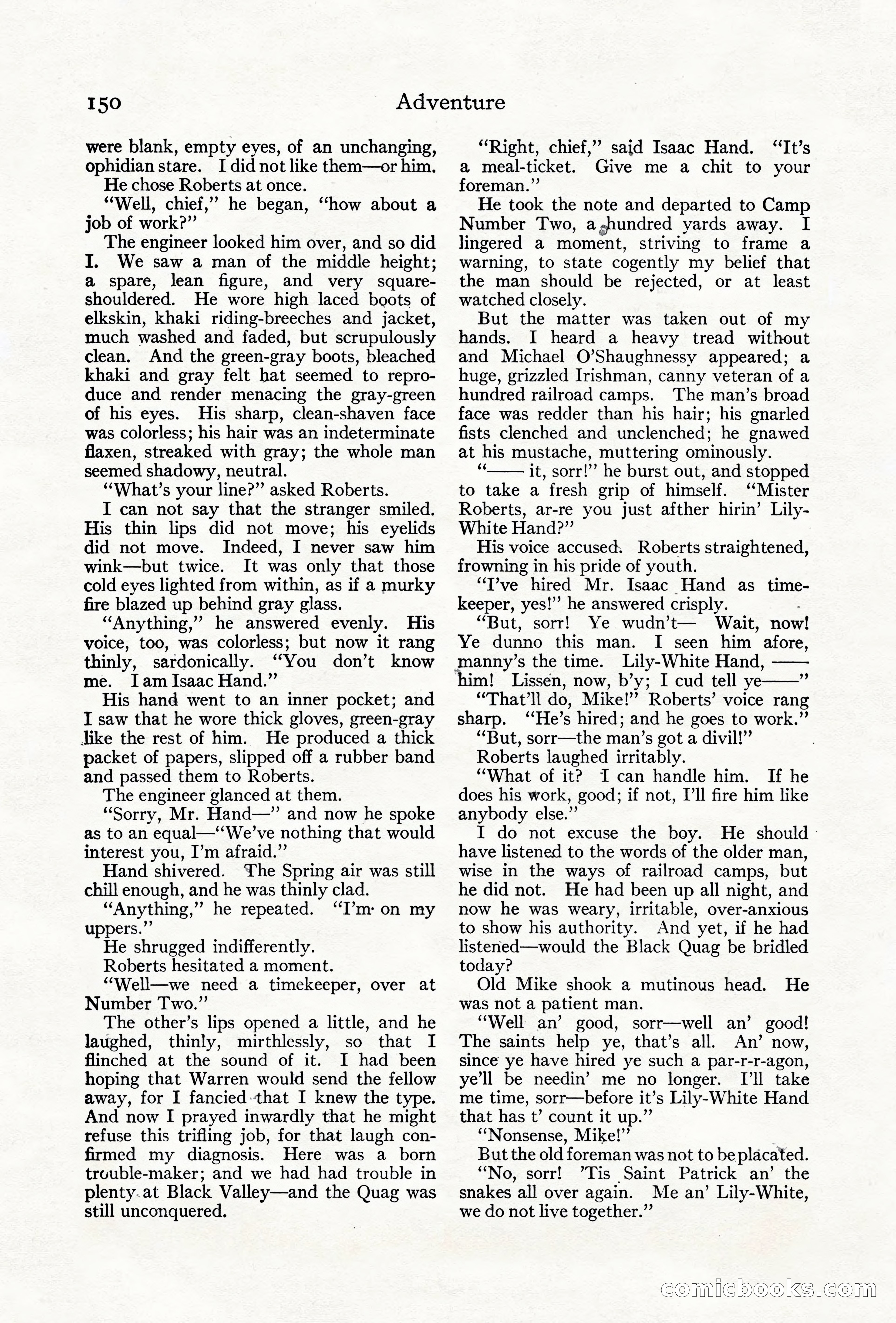 Adventure Magazine Cover, June 18, 1921 — page 160 of 204
