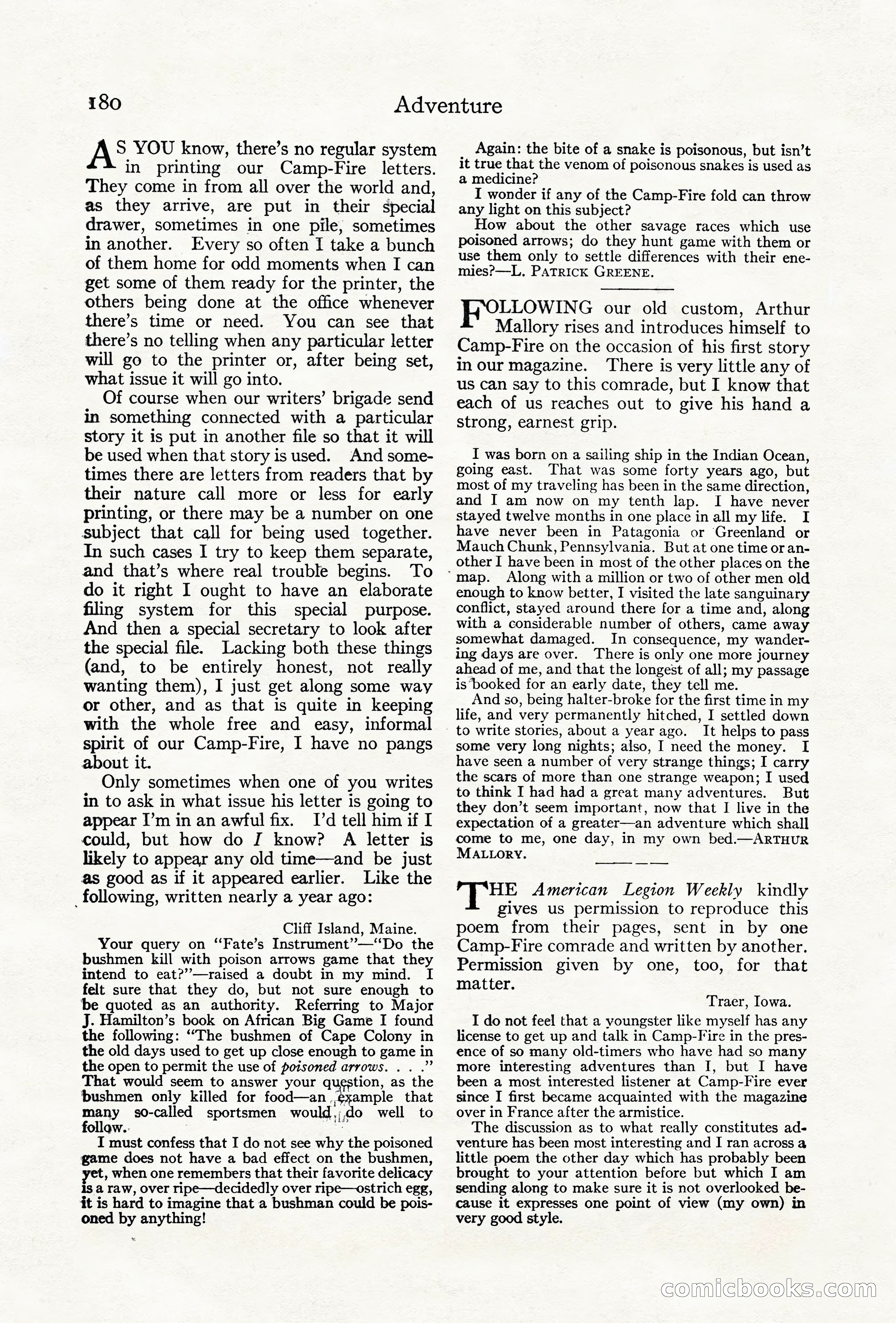 Adventure Magazine Cover, June 18, 1921 — page 190 of 204