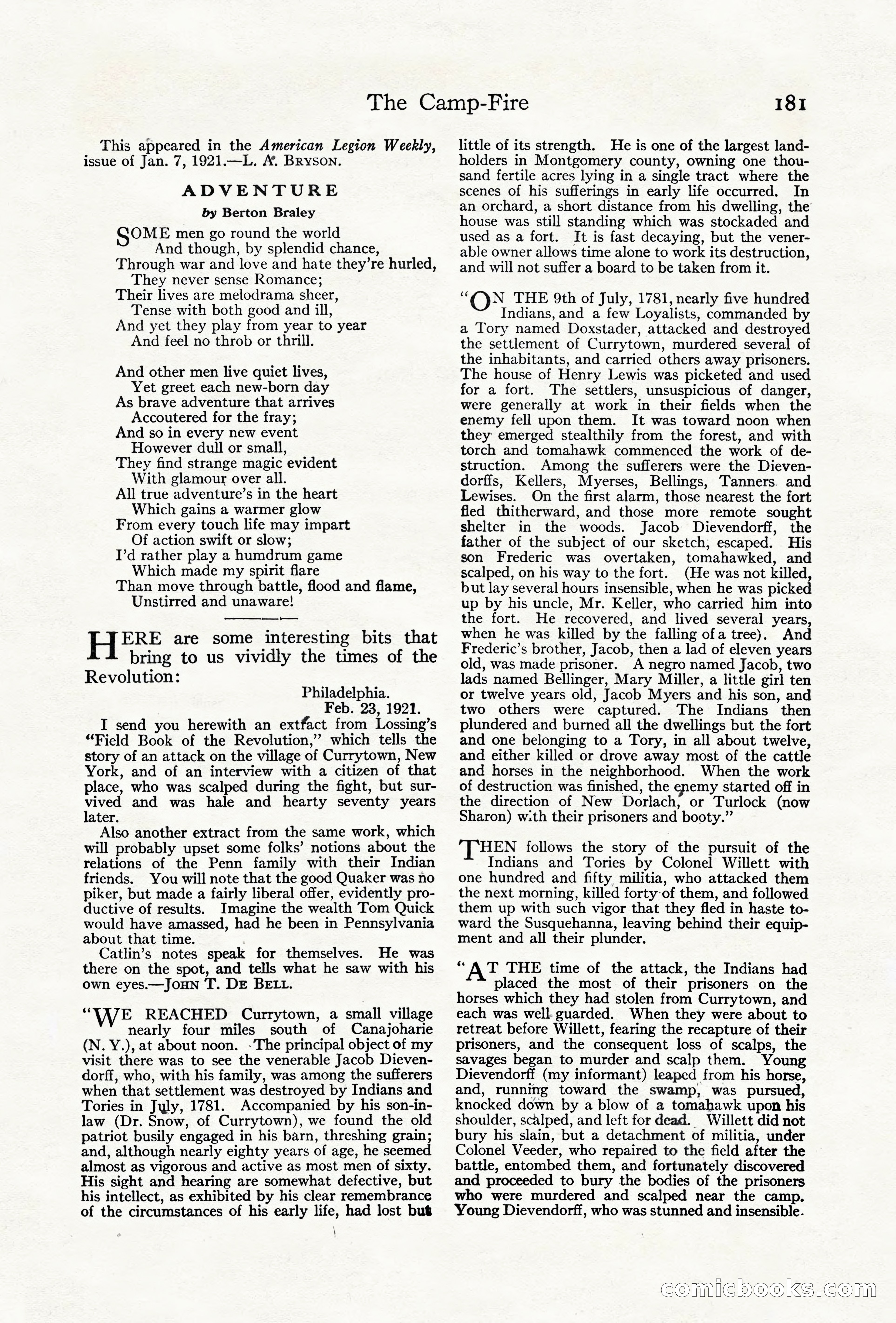 Adventure Magazine Cover, June 18, 1921 — page 191 of 204