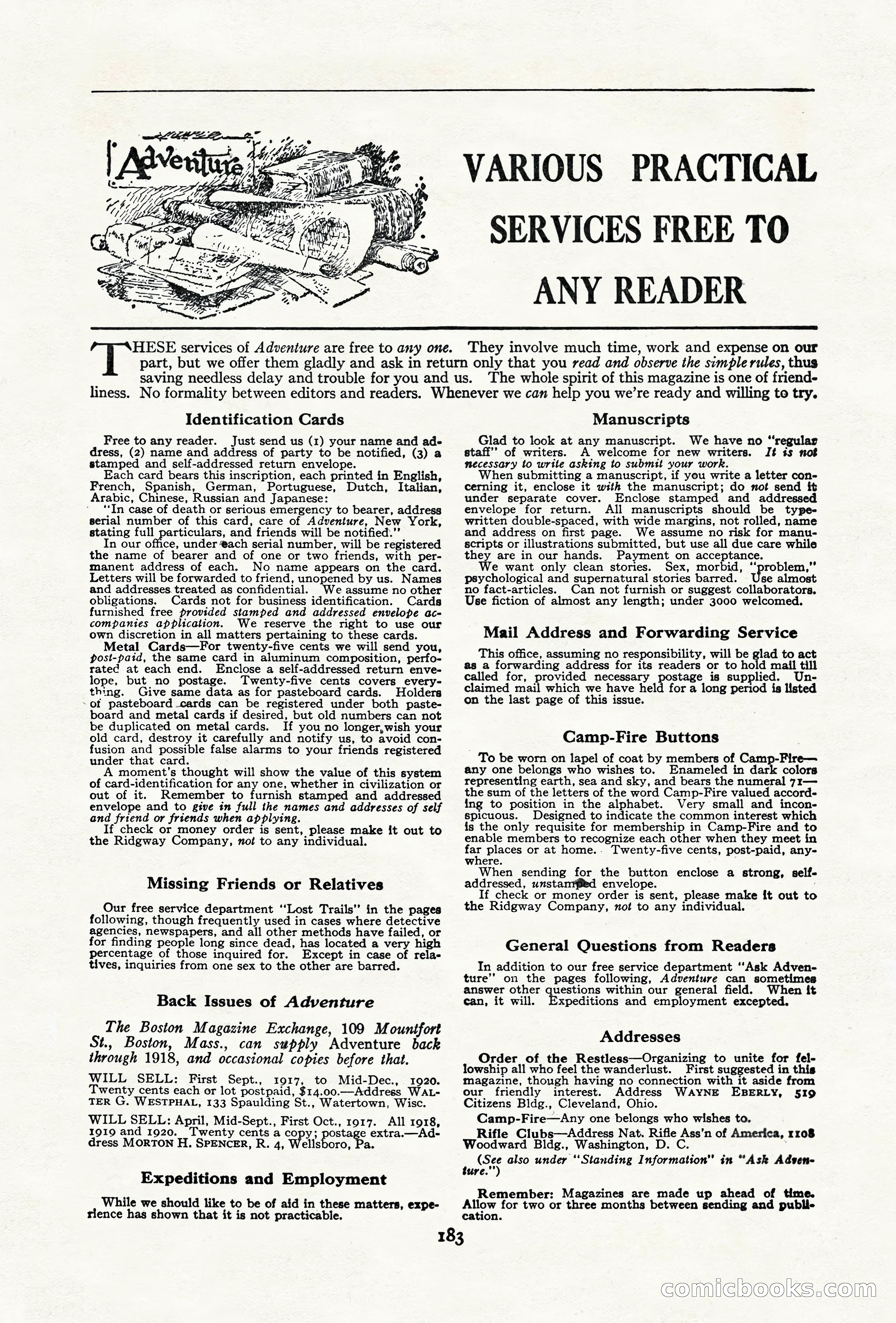 Adventure Magazine Cover, June 18, 1921 — page 193 of 204