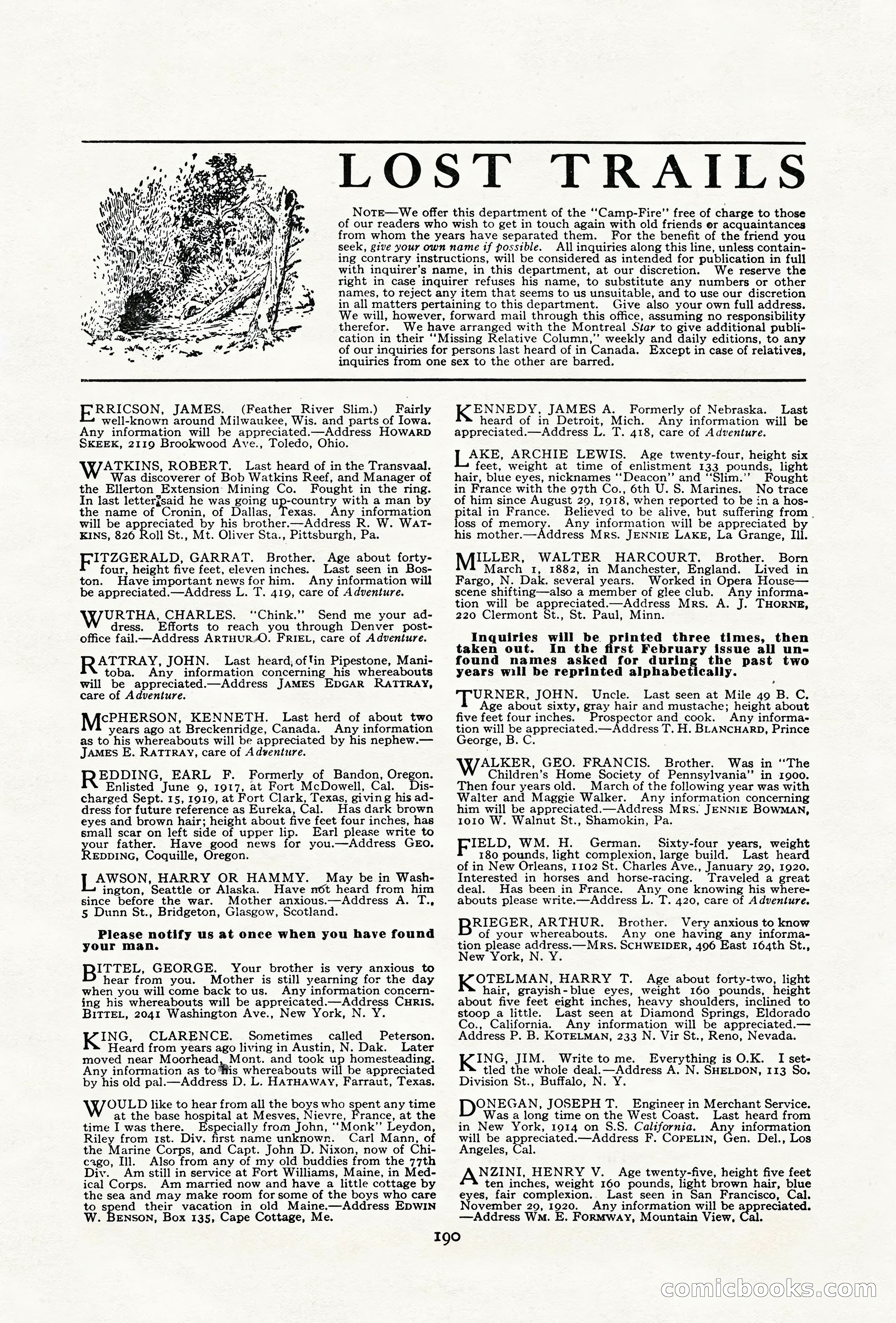 Adventure Magazine Cover, June 18, 1921 — page 200 of 204