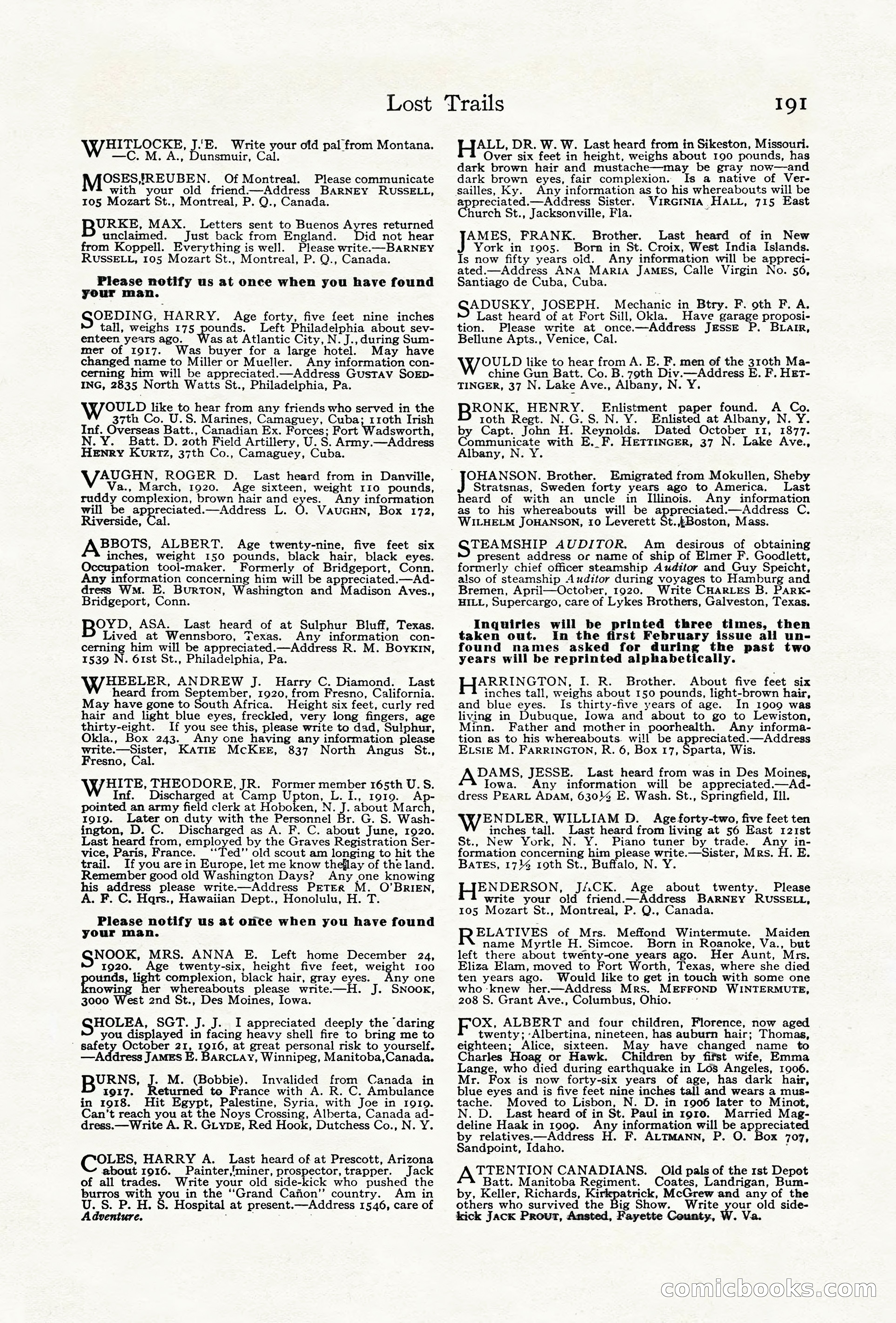 Adventure Magazine Cover, June 18, 1921 — page 201 of 204