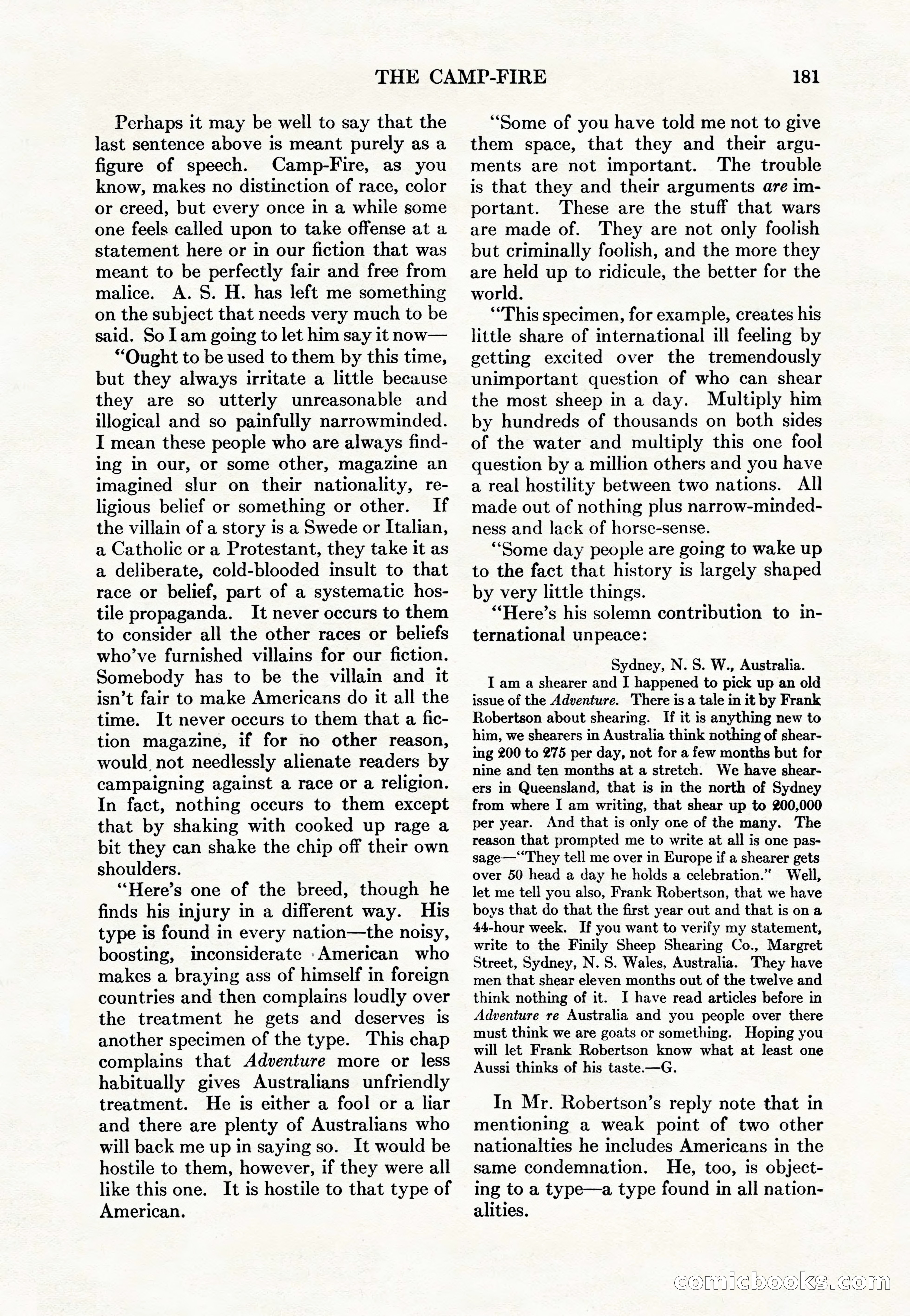 Adventure Magazine Cover, May 15, 1927 — page 183 of 196
