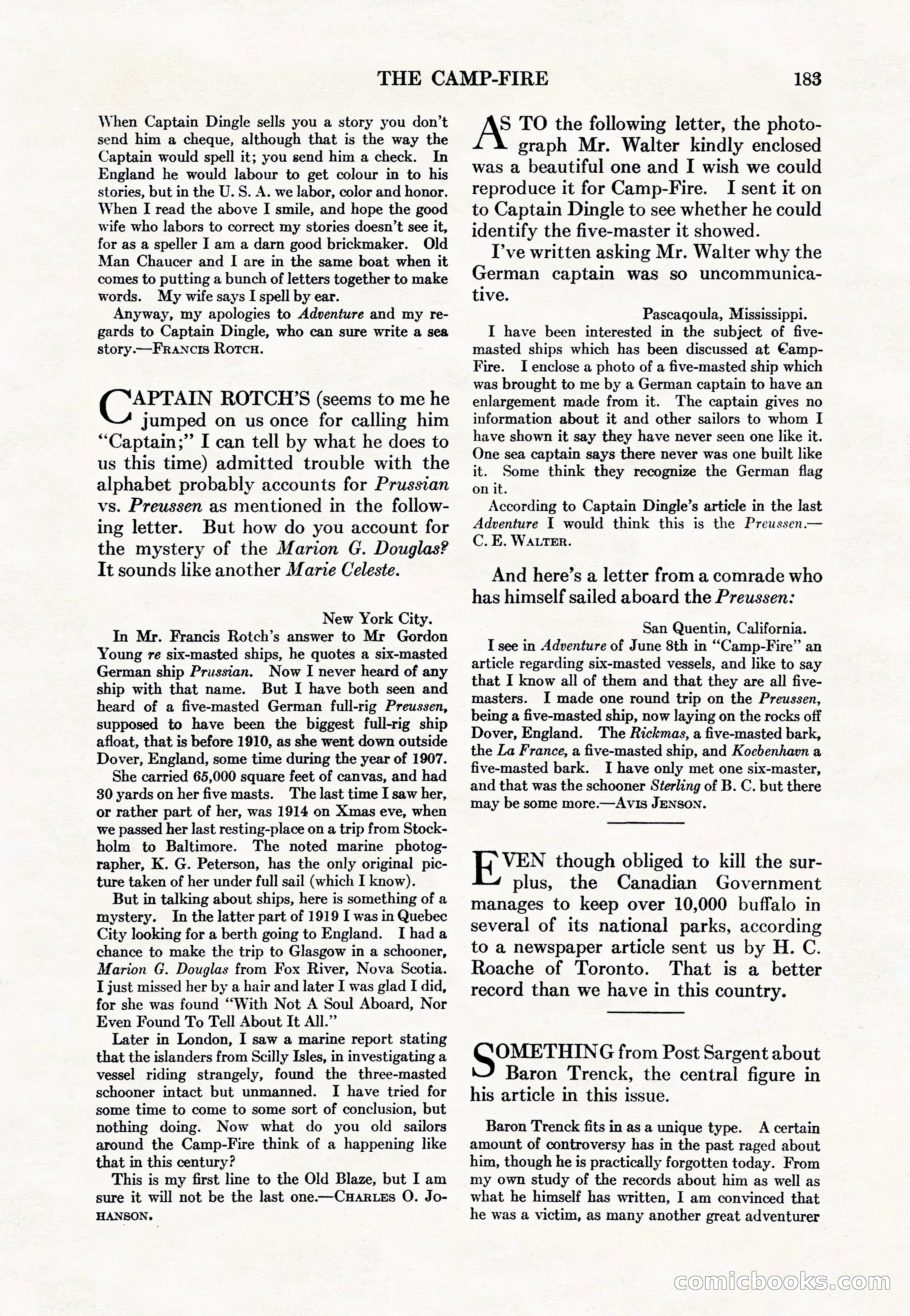 Adventure Magazine Cover, May 15, 1927 — page 185 of 196