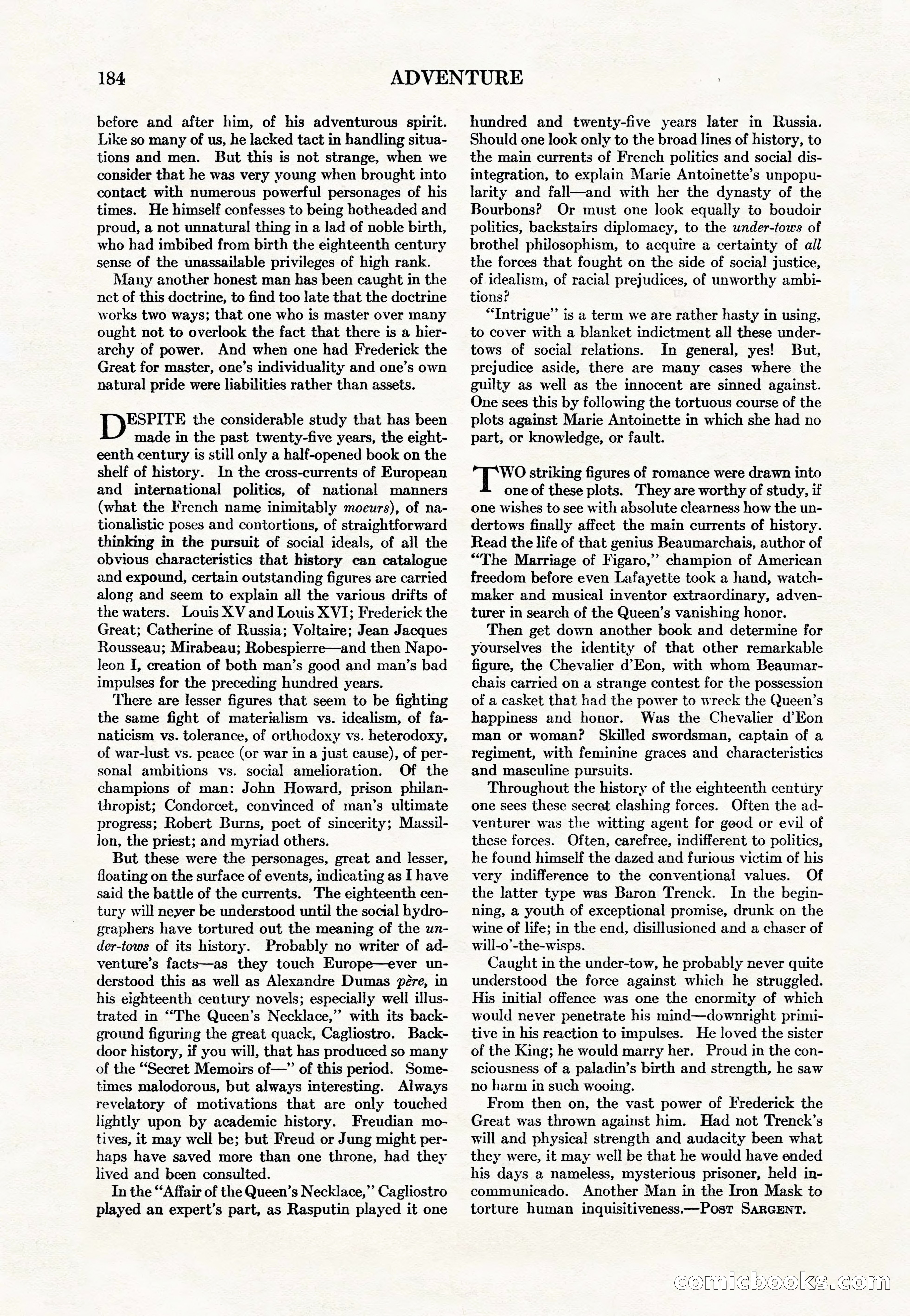 Adventure Magazine Cover, May 15, 1927 — page 186 of 196