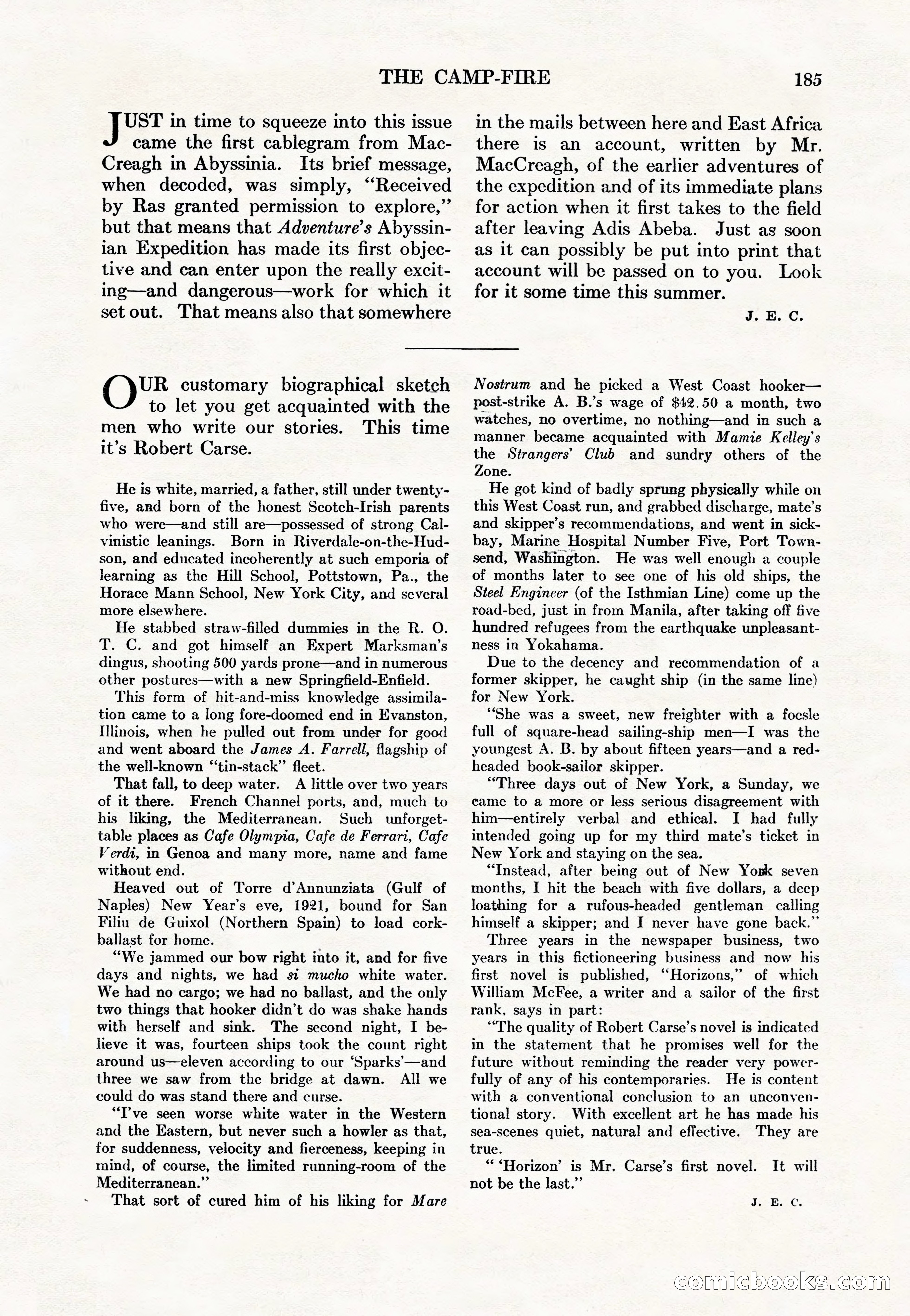 Adventure Magazine Cover, May 15, 1927 — page 187 of 196