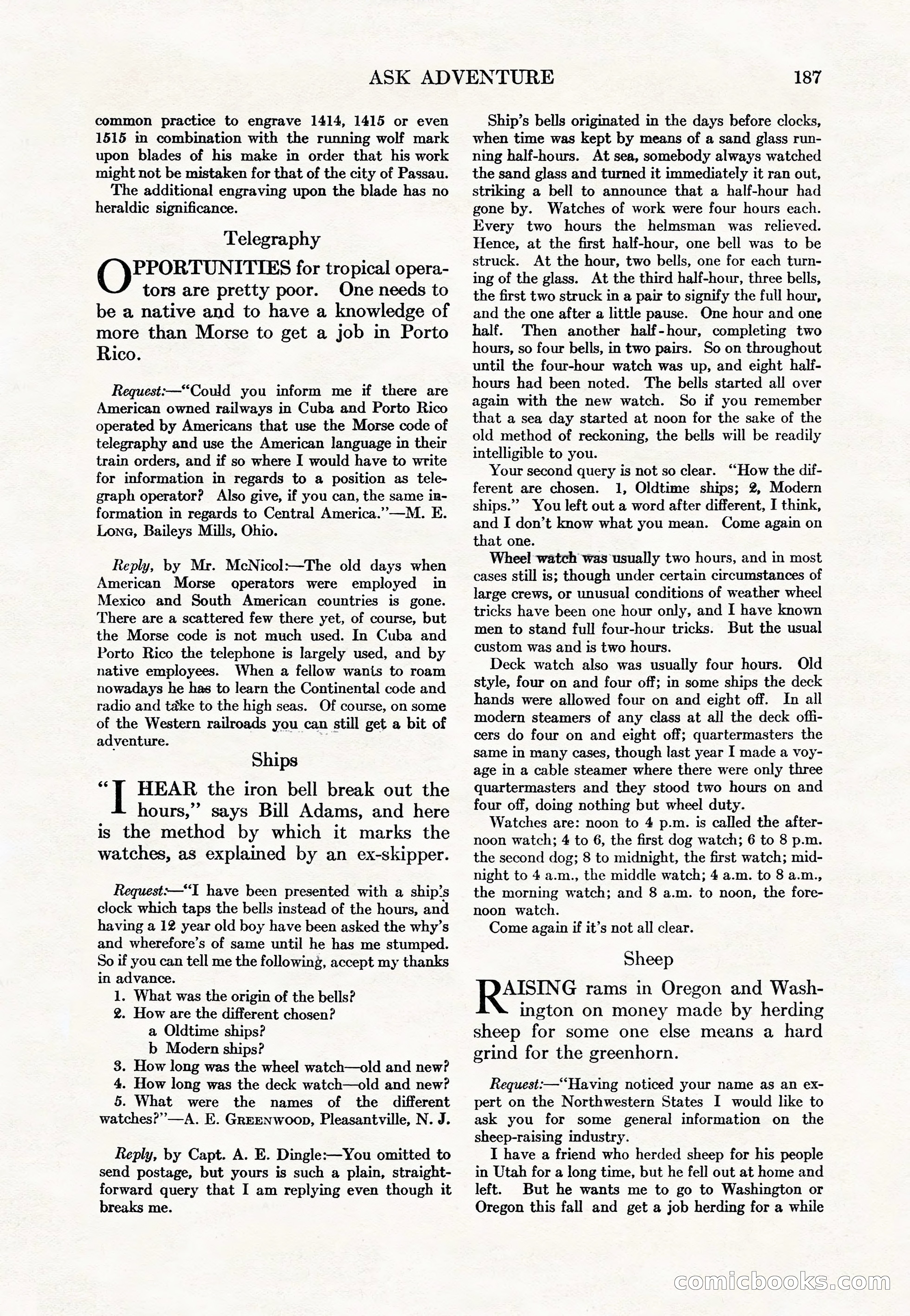 Adventure Magazine Cover, May 15, 1927 — page 189 of 196