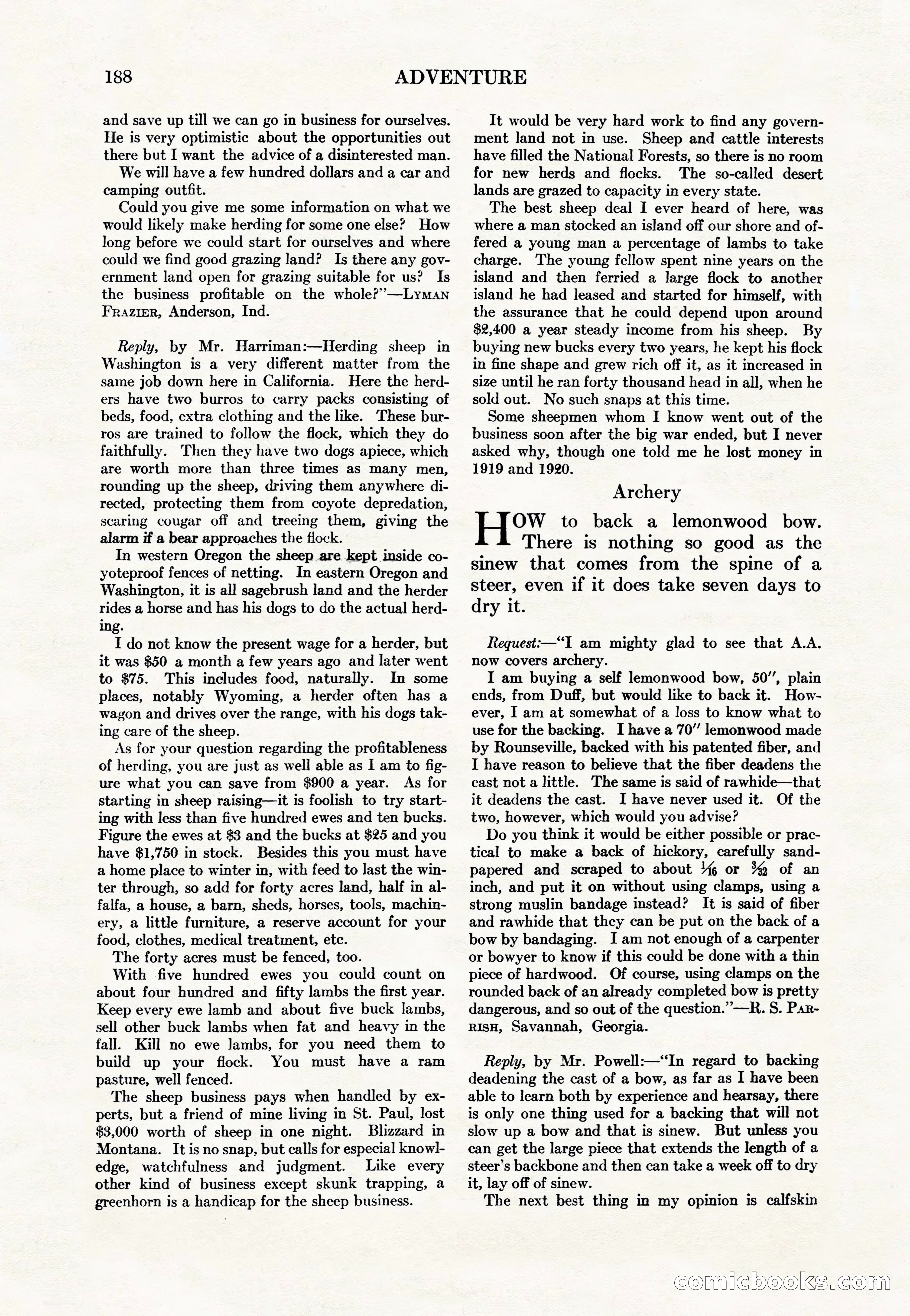 Adventure Magazine Cover, May 15, 1927 — page 190 of 196