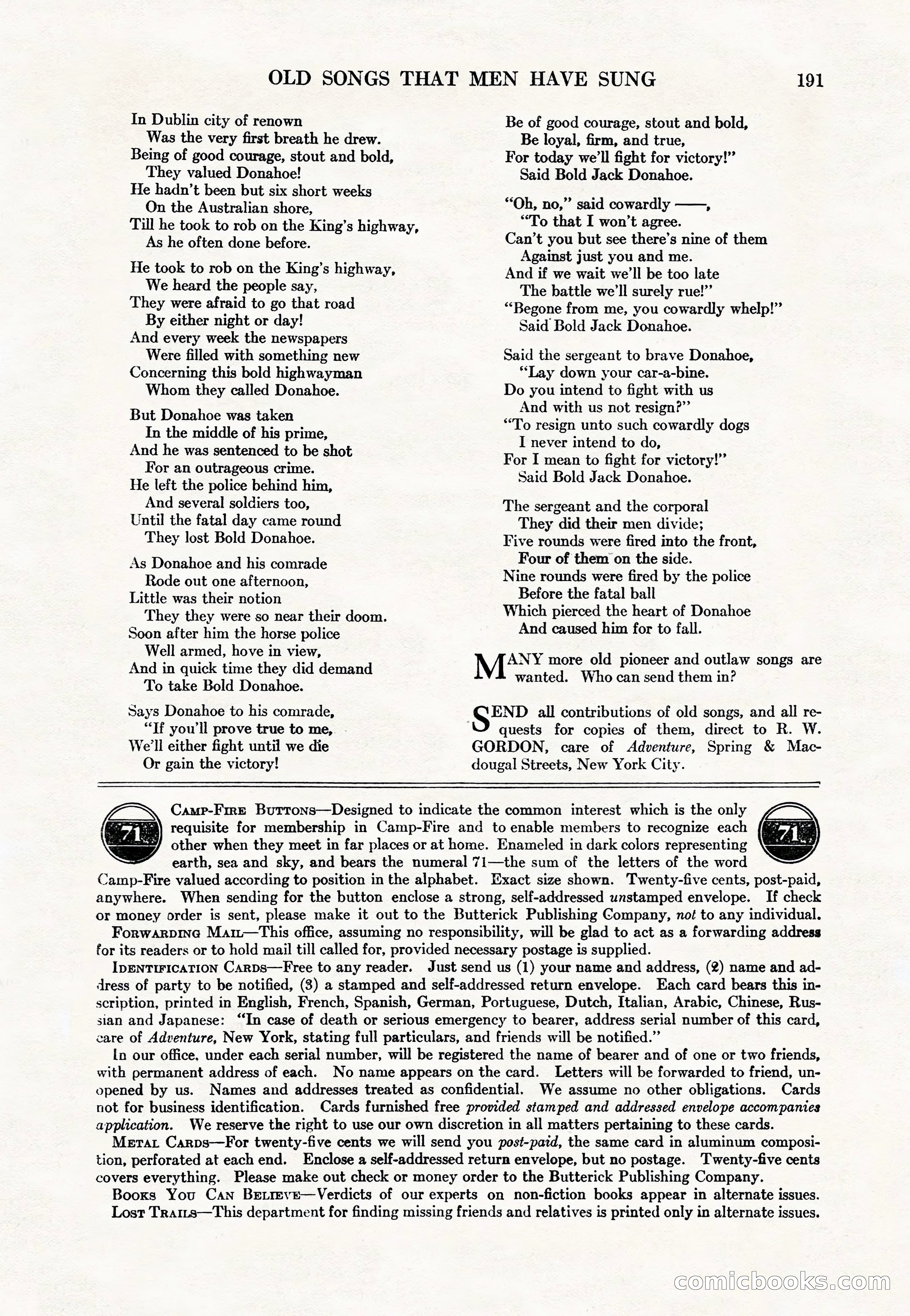 Adventure Magazine Cover, May 15, 1927 — page 193 of 196