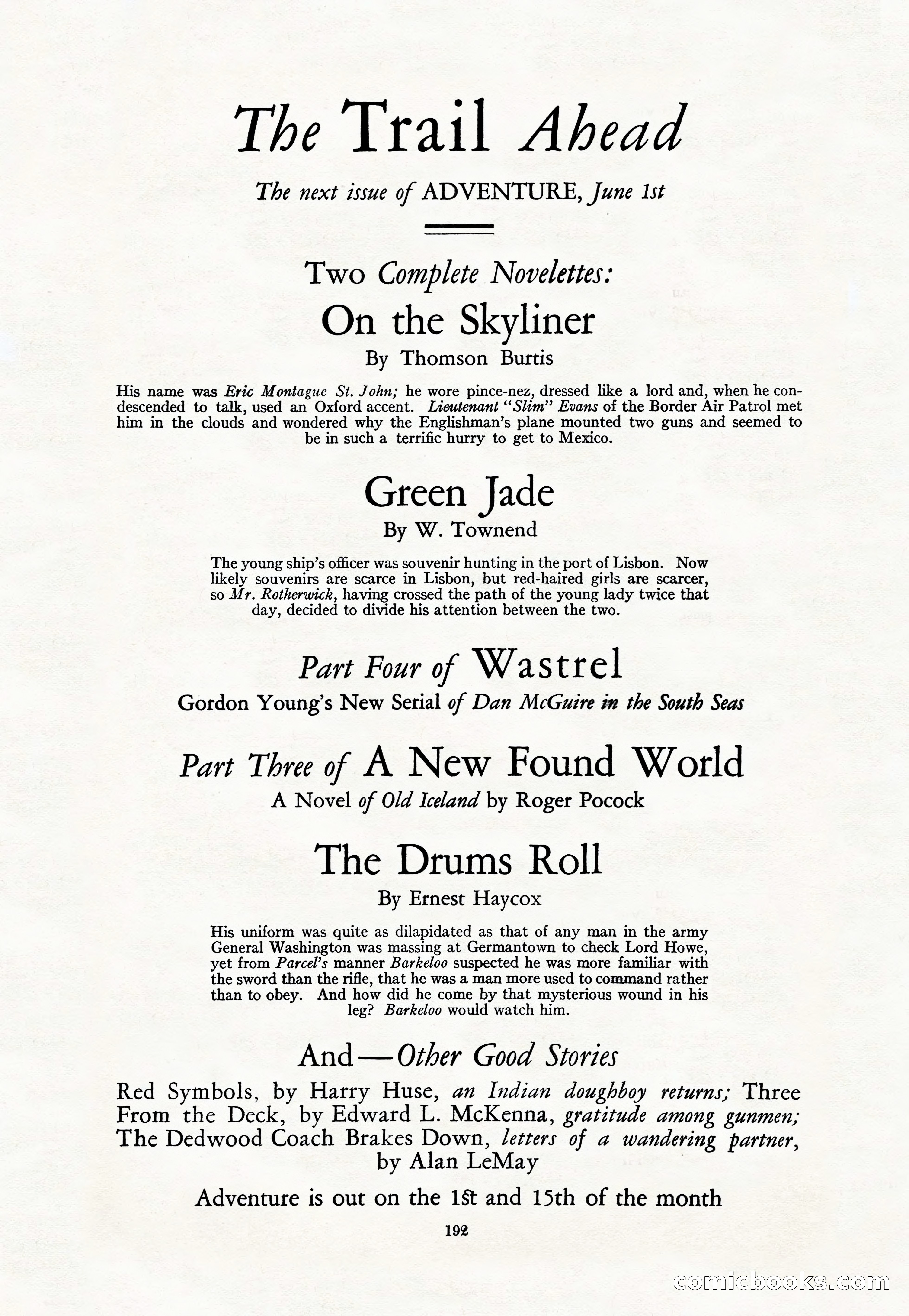 Adventure Magazine Cover, May 15, 1927 — page 194 of 196