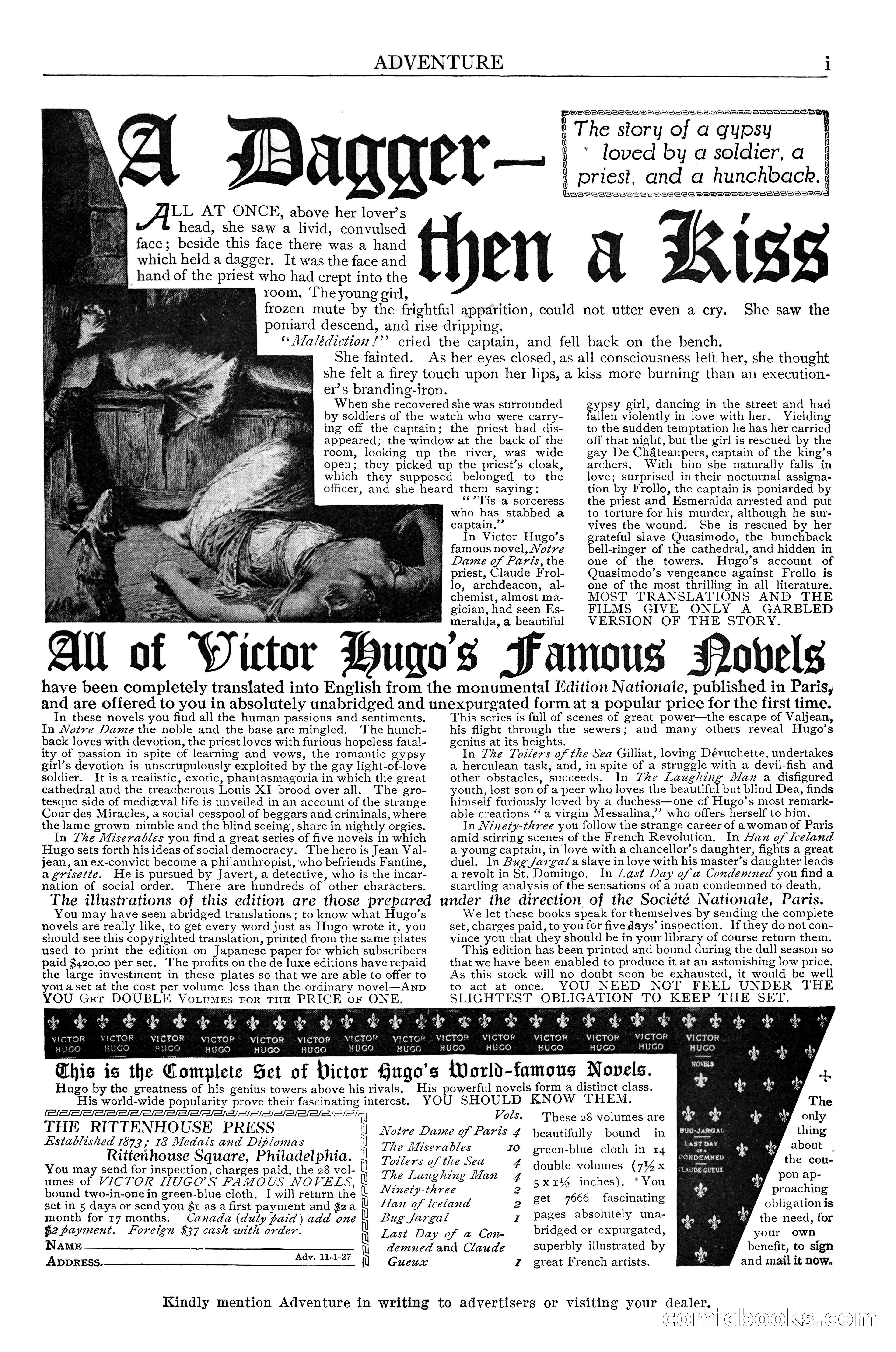 Adventure Magazine Cover, November 1, 1927 — page 3 of 208