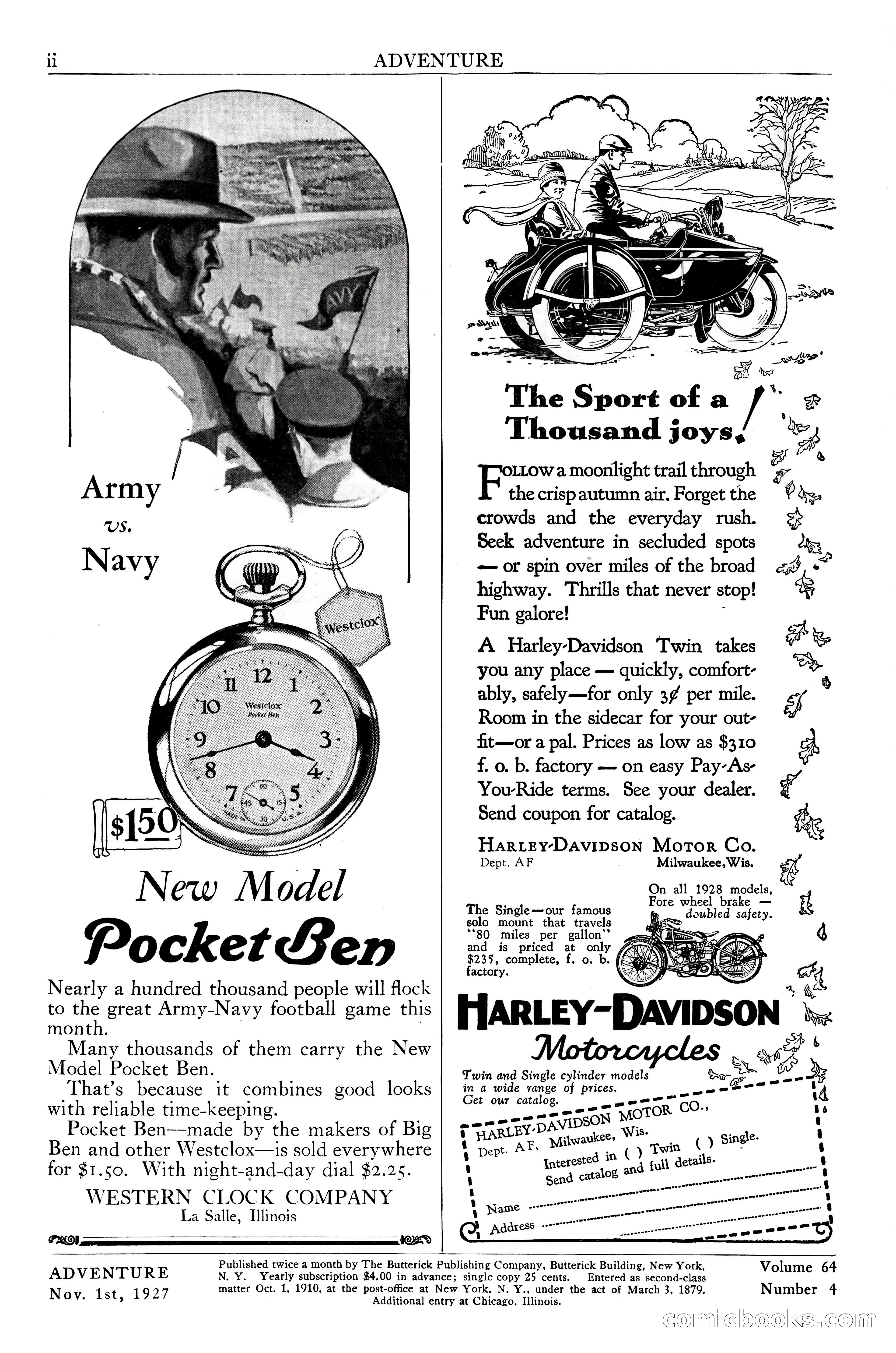 Adventure Magazine Cover, November 1, 1927 — page 4 of 208