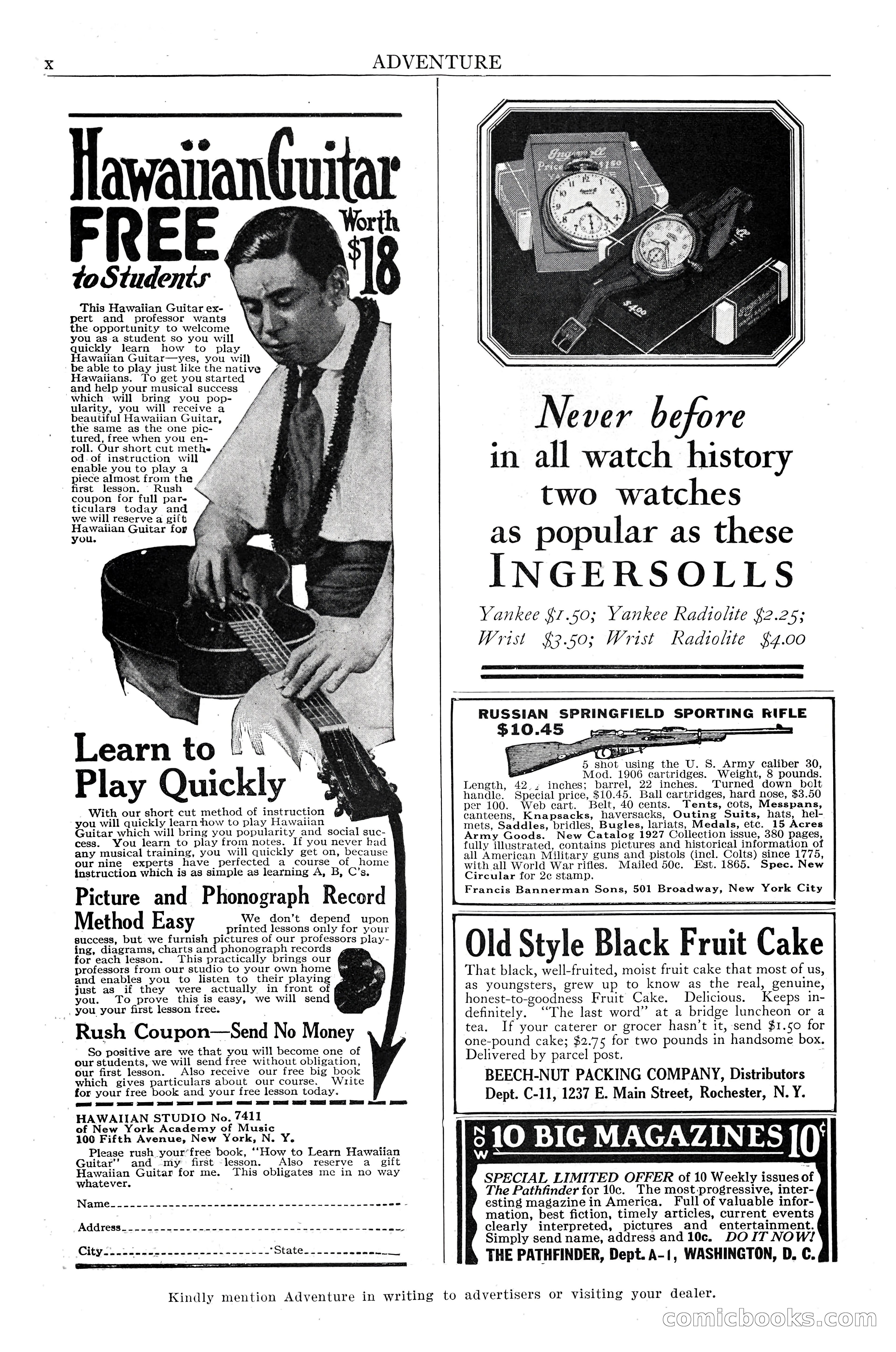Adventure Magazine Cover, November 1, 1927 — page 12 of 208