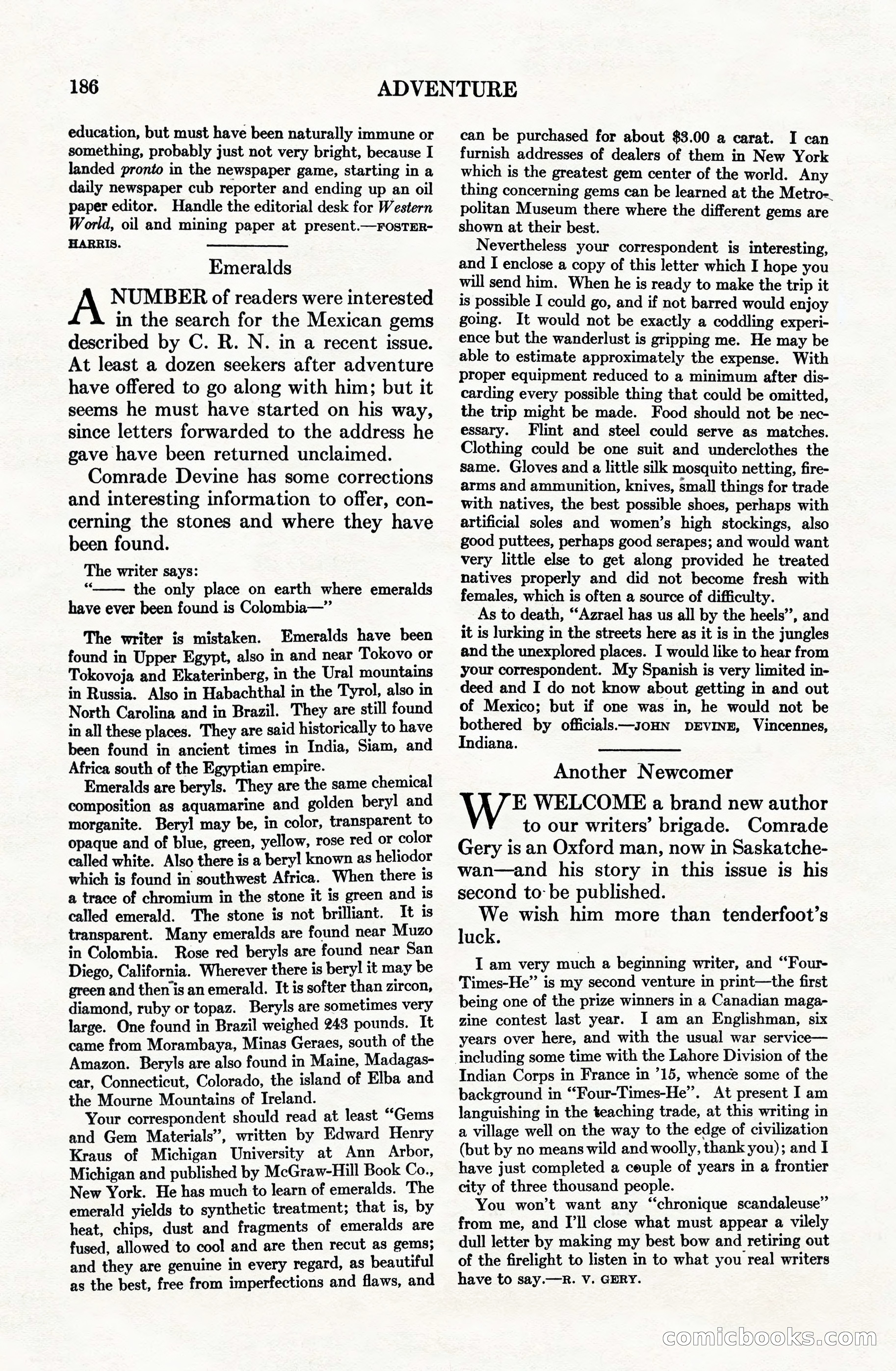 Adventure Magazine Cover, June 15, 1928 — page 188 of 194