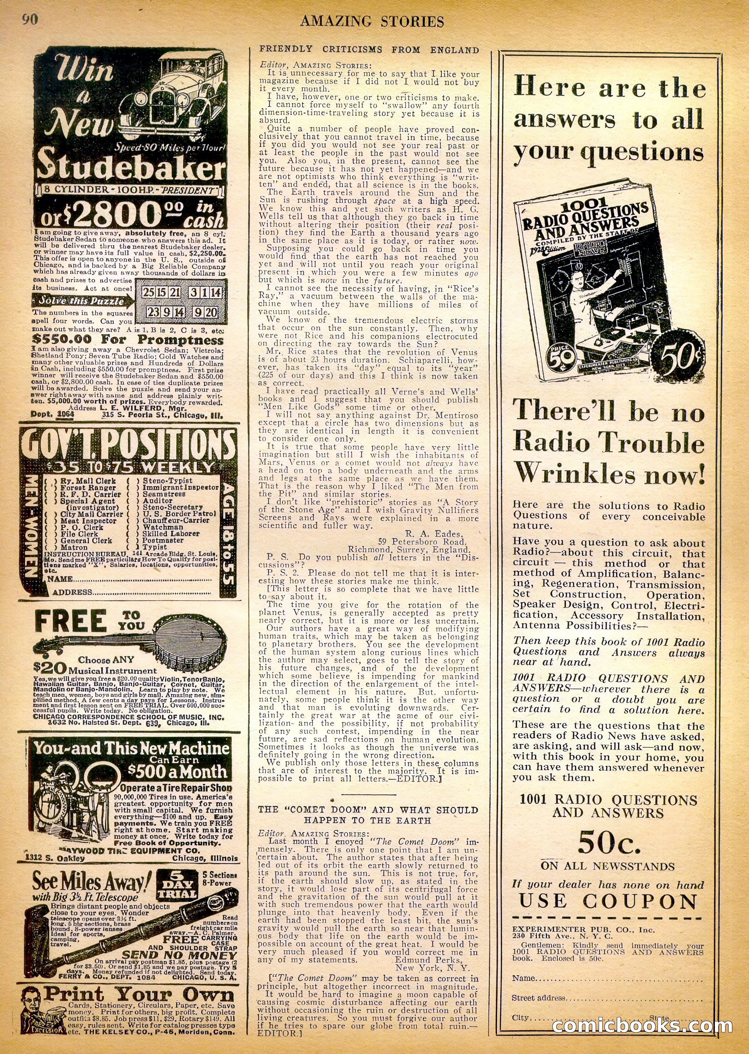 Amazing Stories, Vol. 3, No. 1 — page 91 of 99