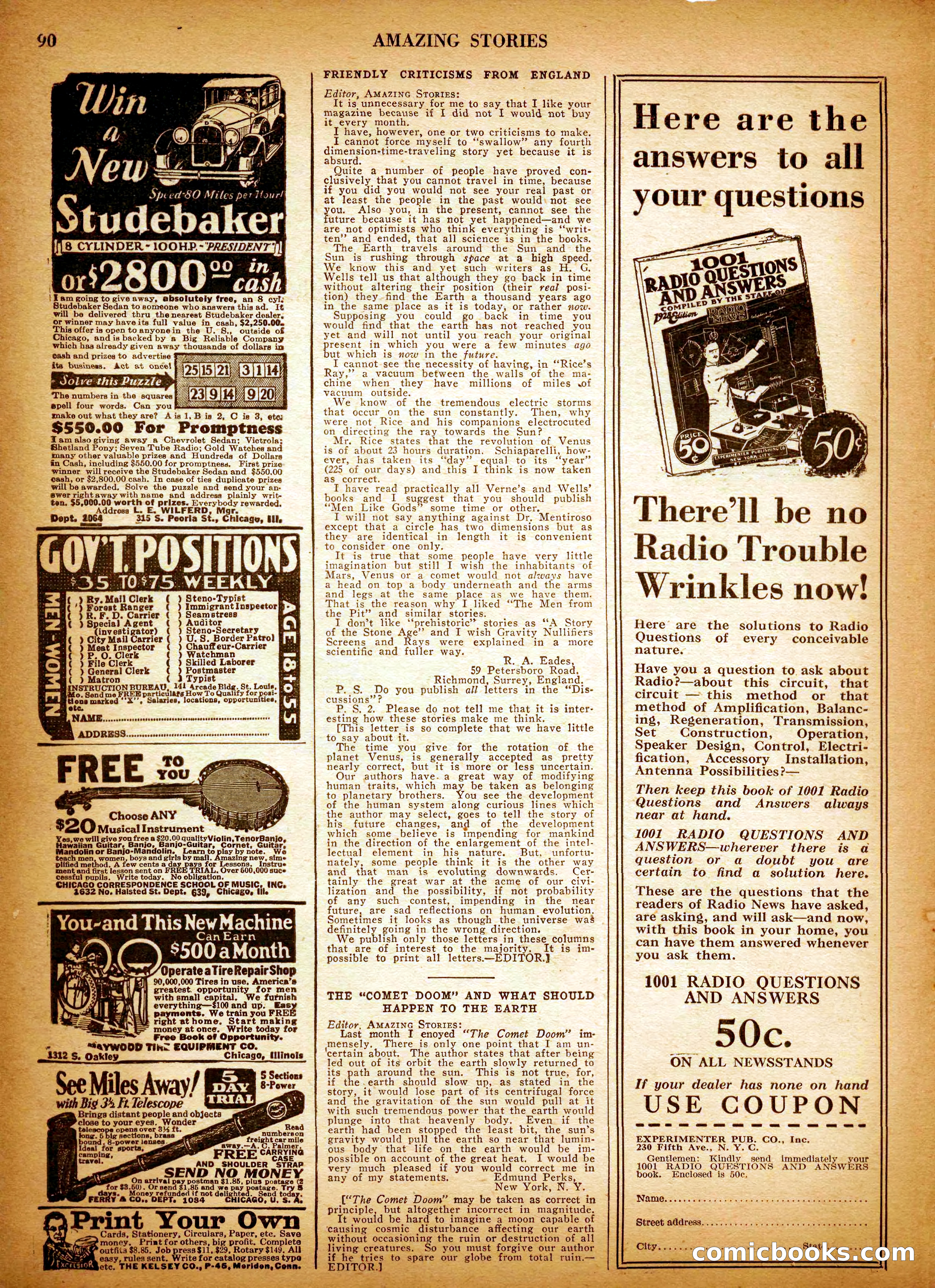 Amazing Stories, Vol. 3 No. 1 — page 93 of 101