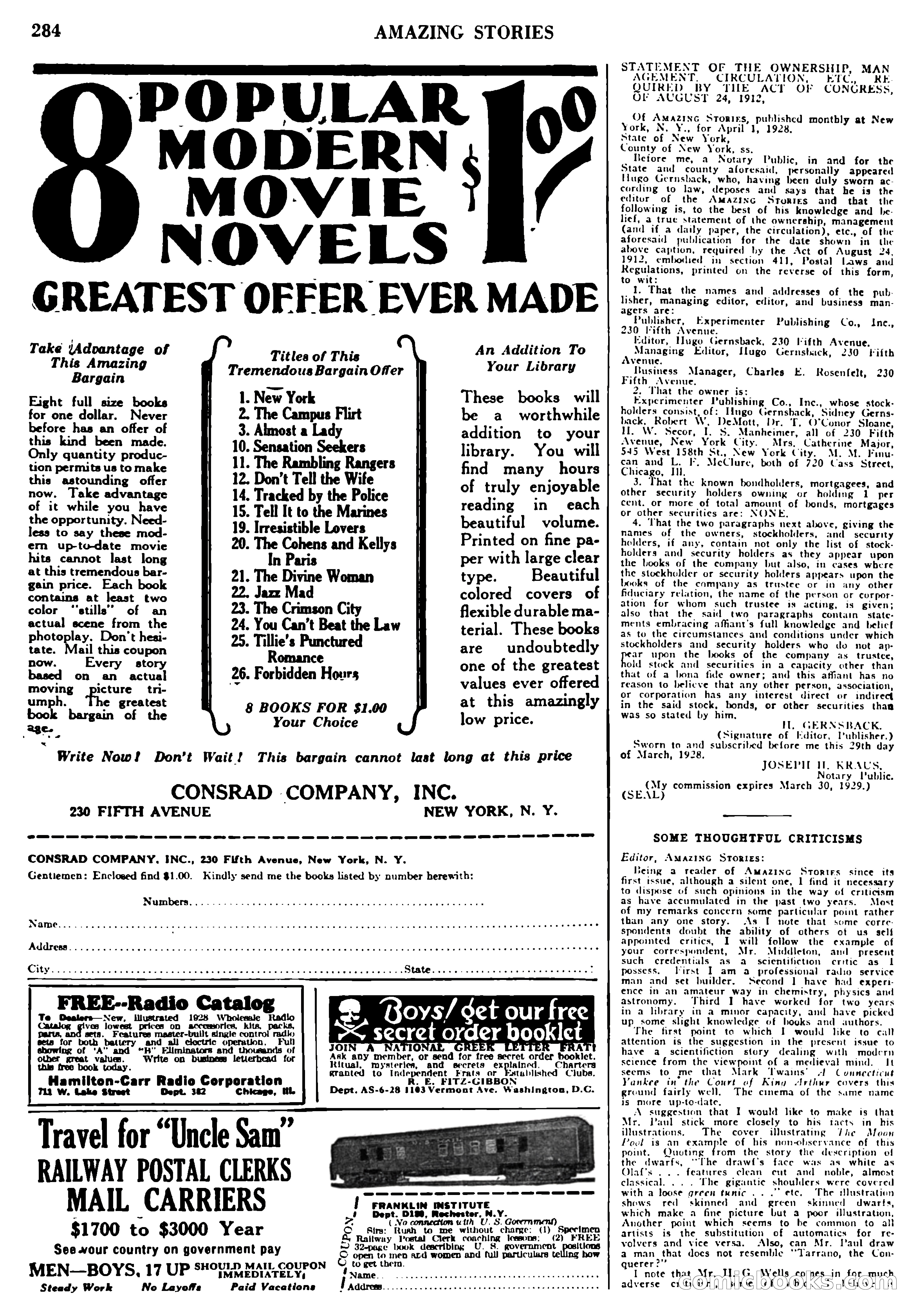 Amazing Stories, Vol. 3, No. 3 — page 94 of 100