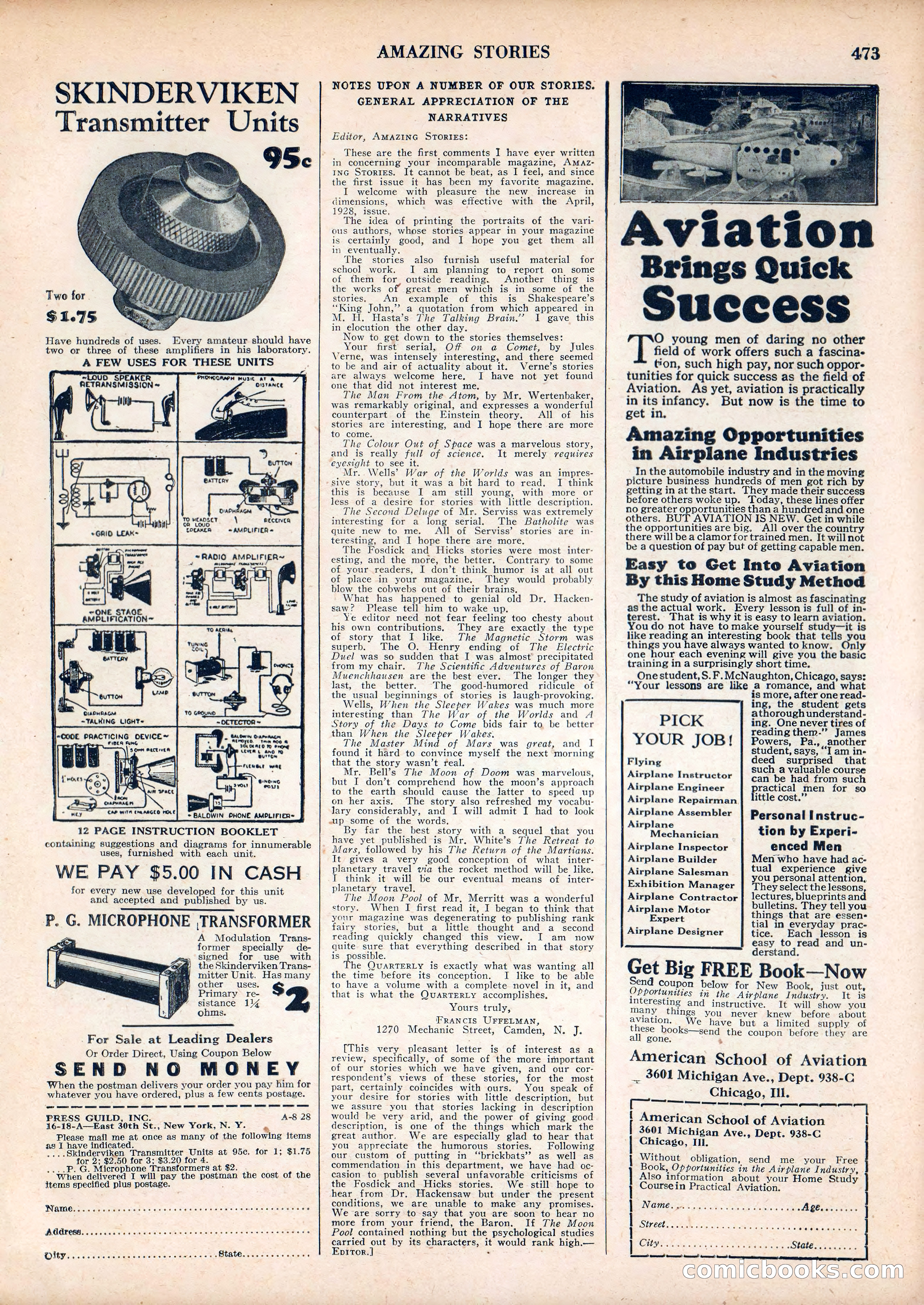 Amazing Stories, Vol. 3 No. 5 — page 91 of 100