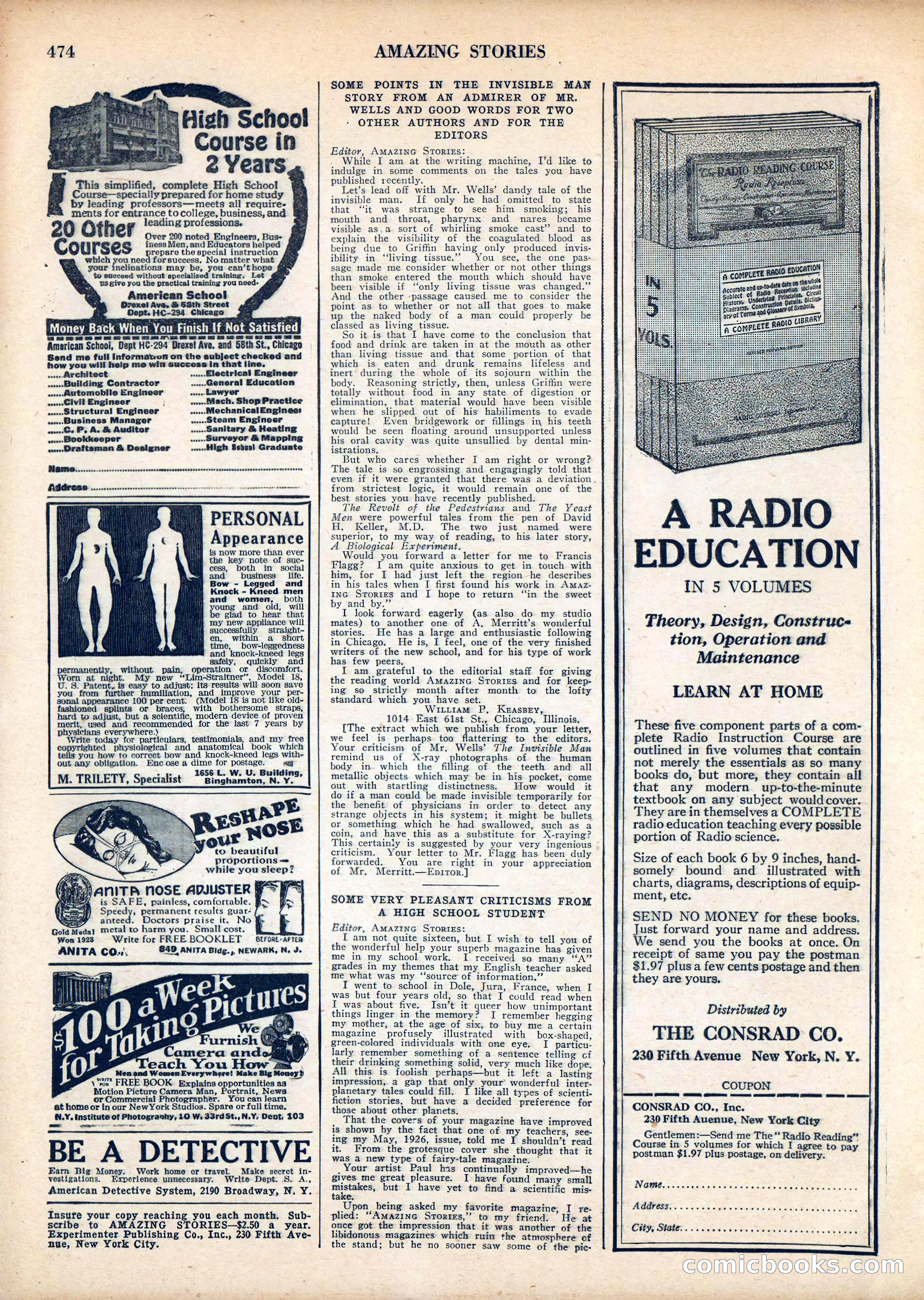Amazing Stories, Vol. 3 No. 5 — page 92 of 100