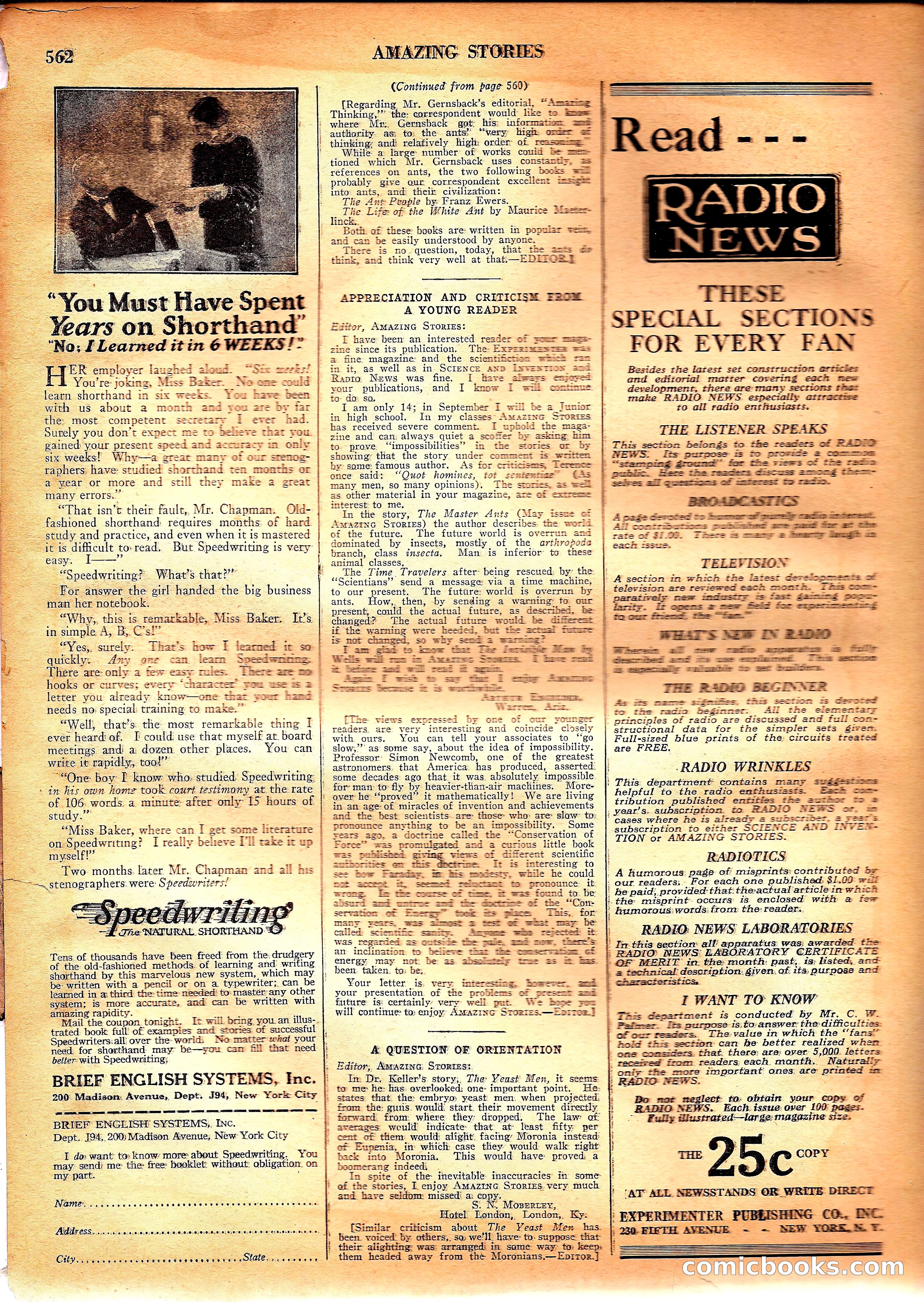 Amazing Stories, Vol. 3 No. 6 — page 83 of 99