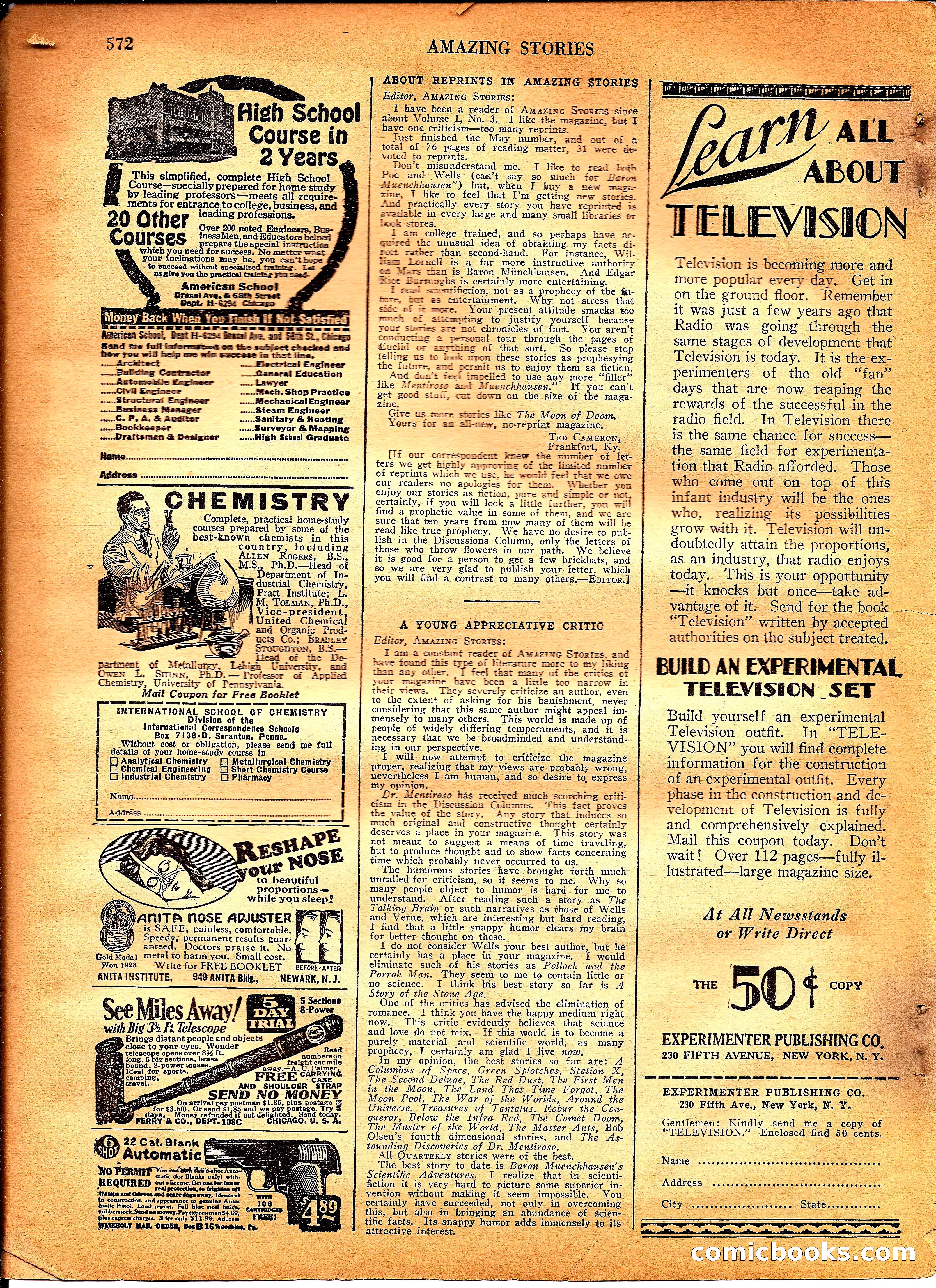 Amazing Stories, Vol. 3 No. 6 — page 93 of 99