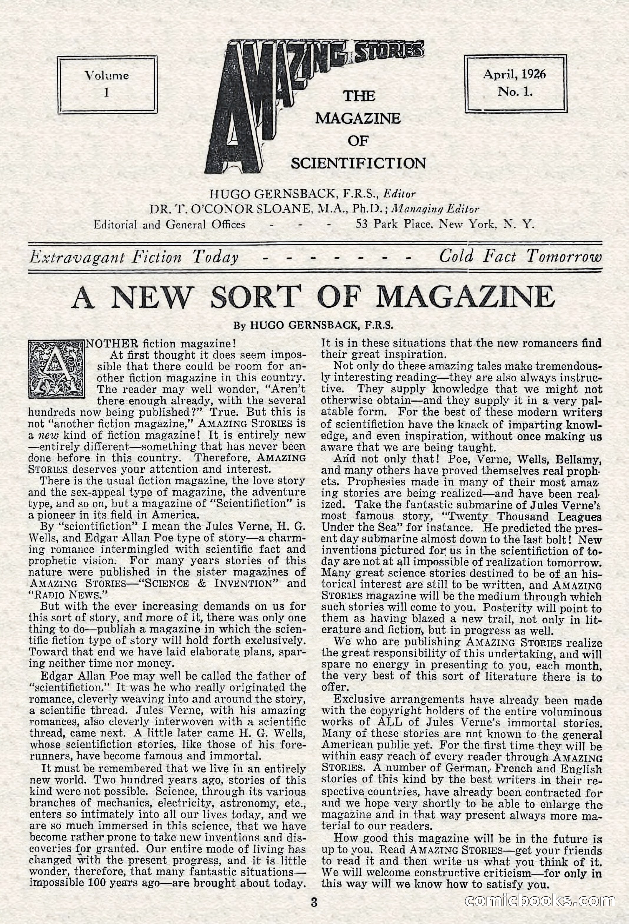 Amazing Stories, Vol. 1, No. 1 — page 5 of 100