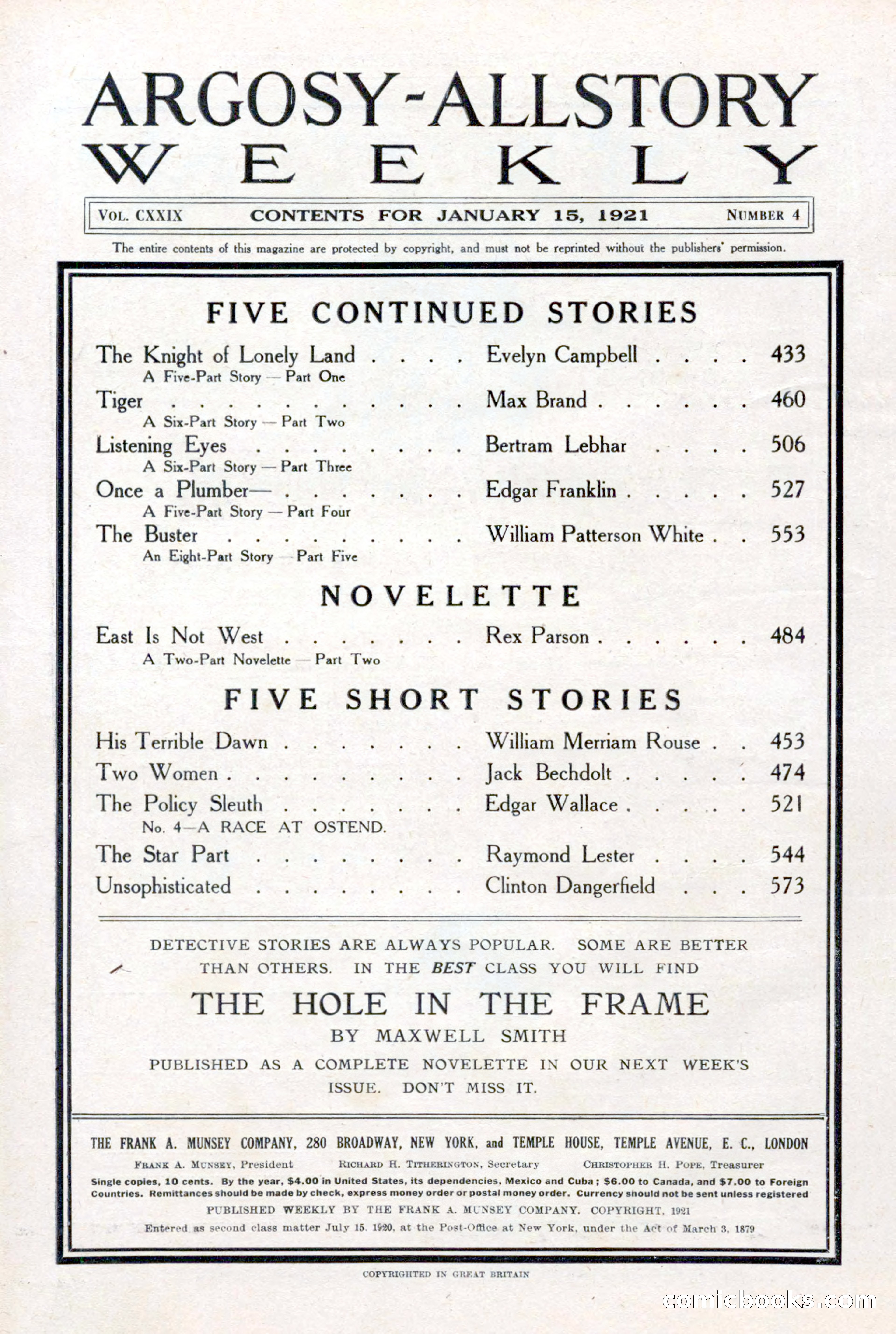 Argosy All-Story Weekly, January 15, 1921 — page 4 of 160