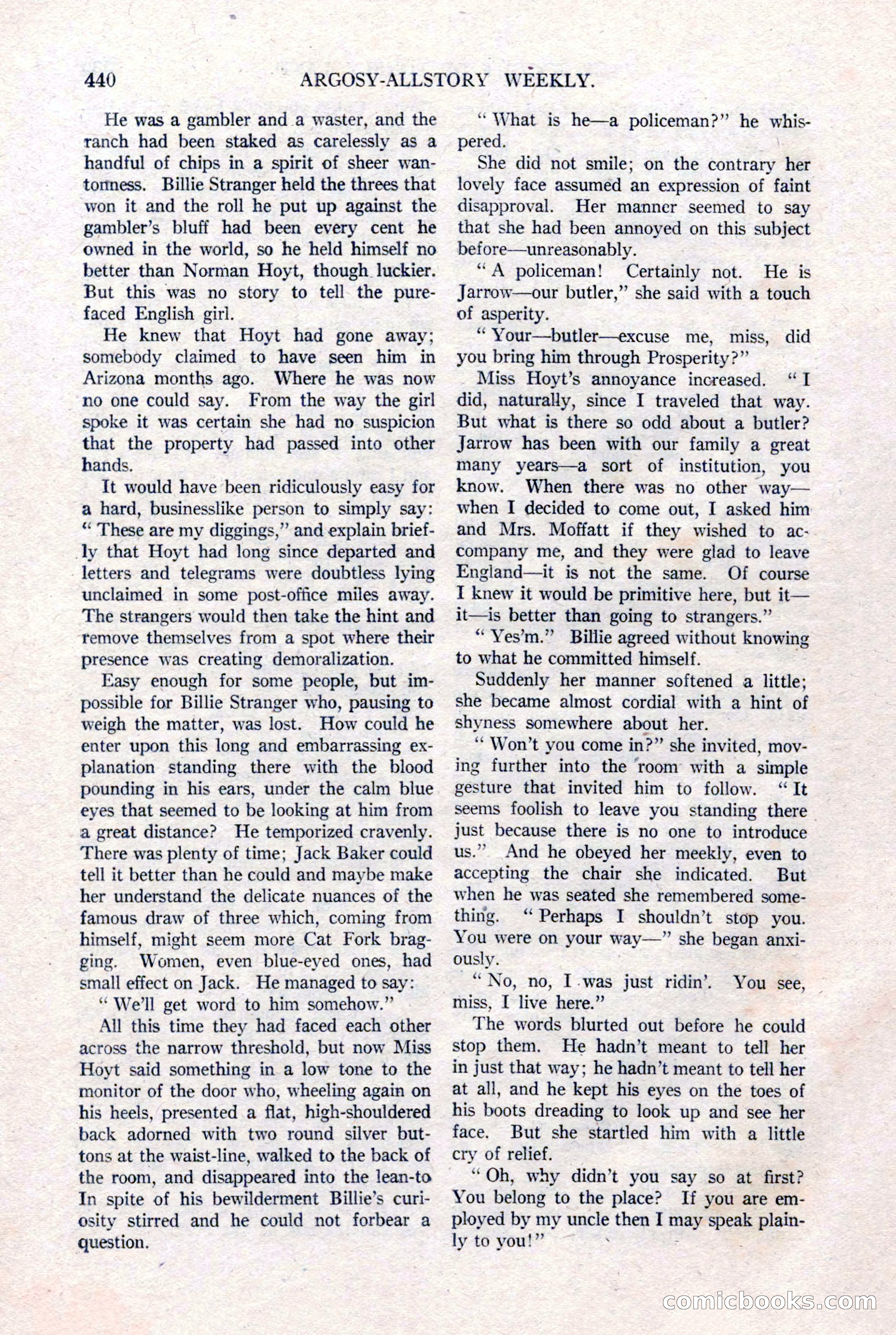 Argosy All-Story Weekly, January 15, 1921 — page 18 of 160