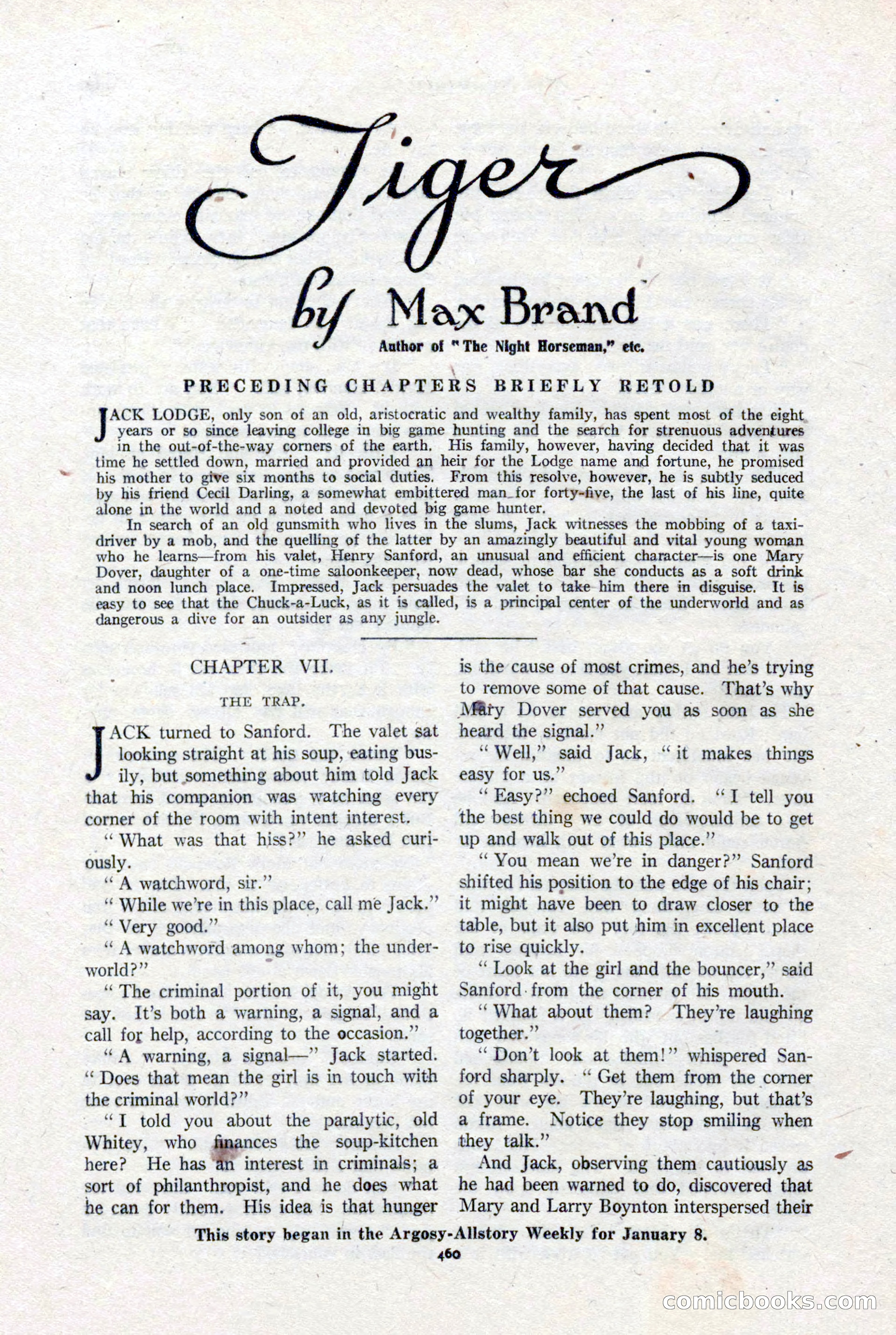 Argosy All-Story Weekly, January 15, 1921 — page 38 of 160
