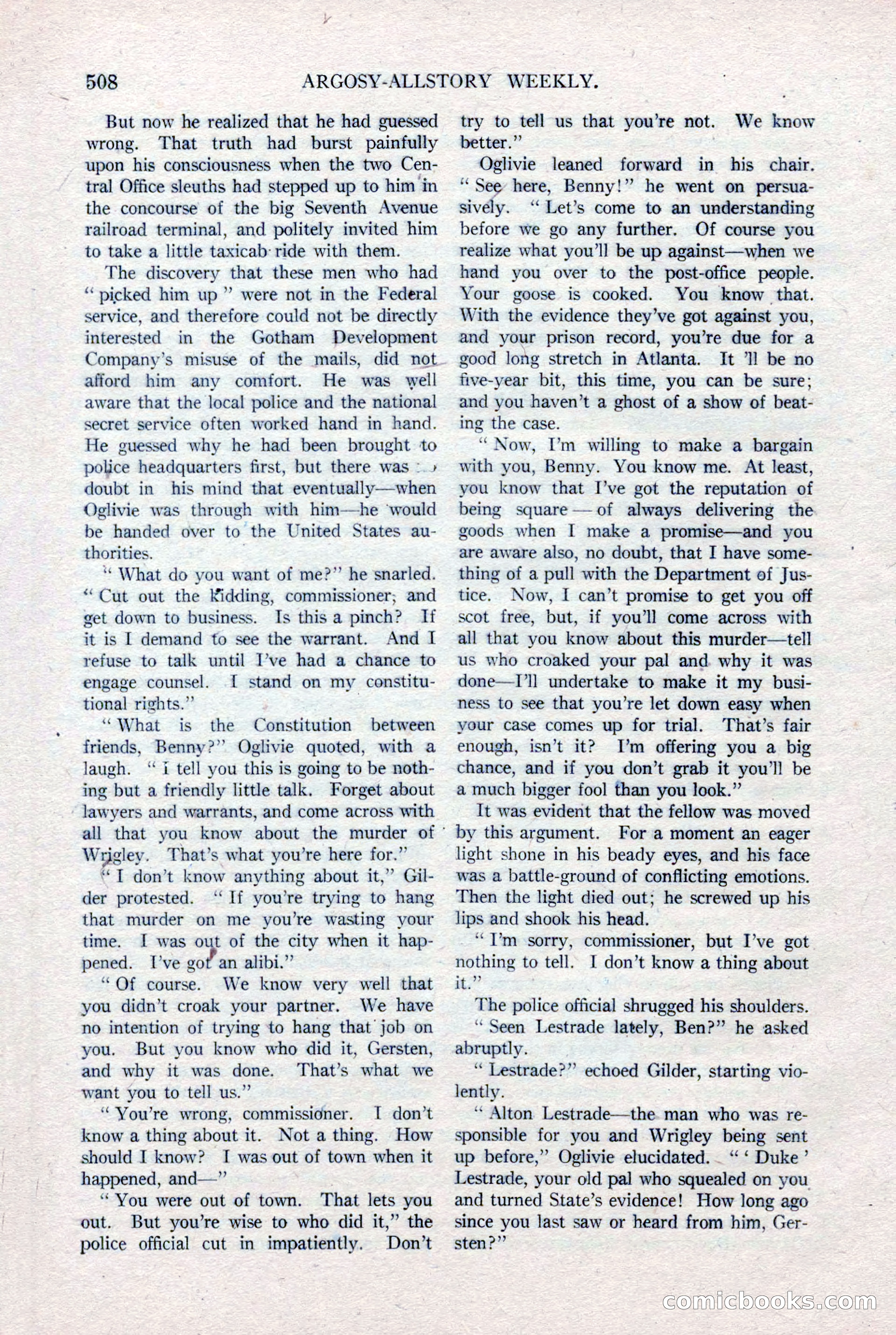 Argosy All-Story Weekly, January 15, 1921 — page 86 of 160