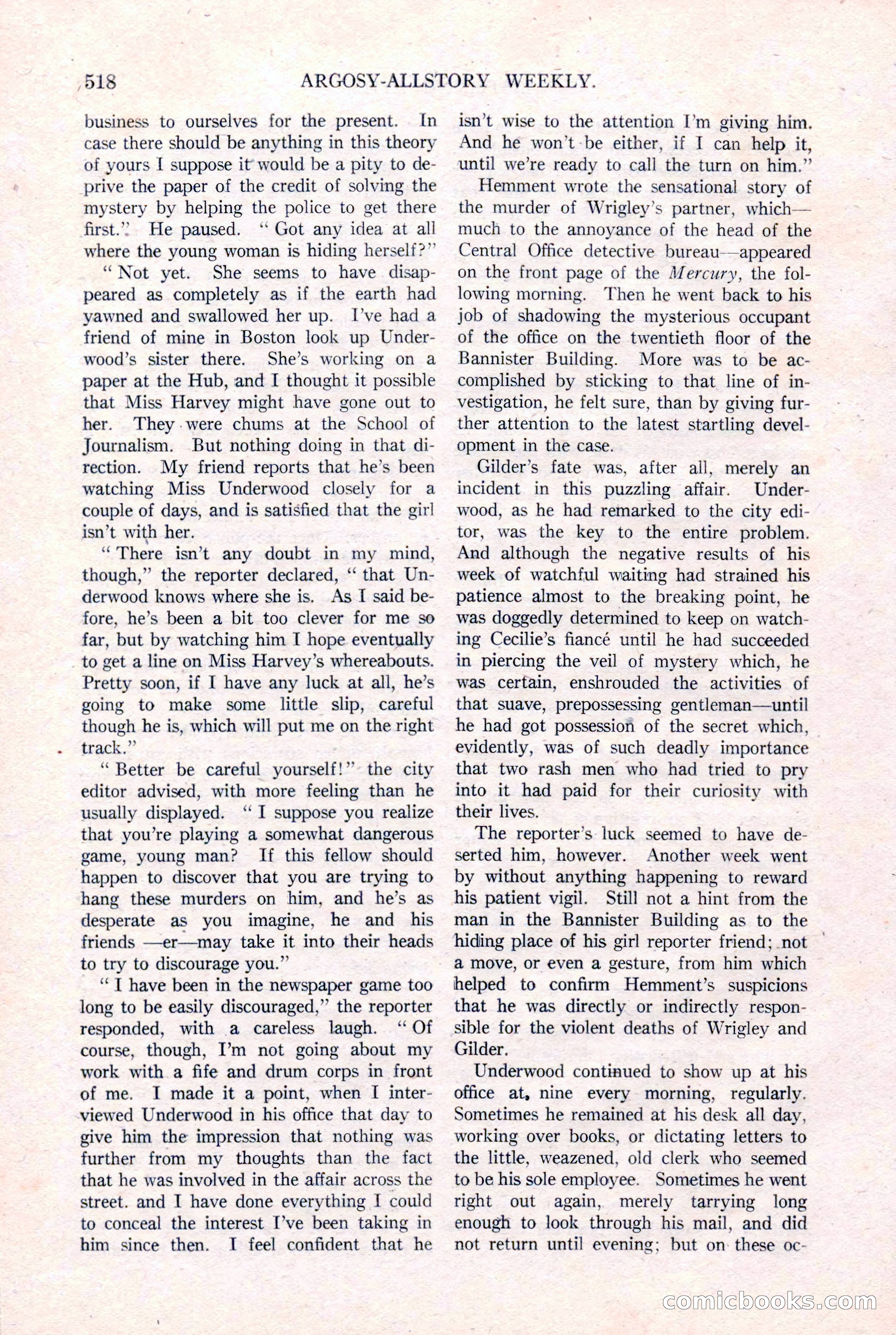 Argosy All-Story Weekly, January 15, 1921 — page 96 of 160