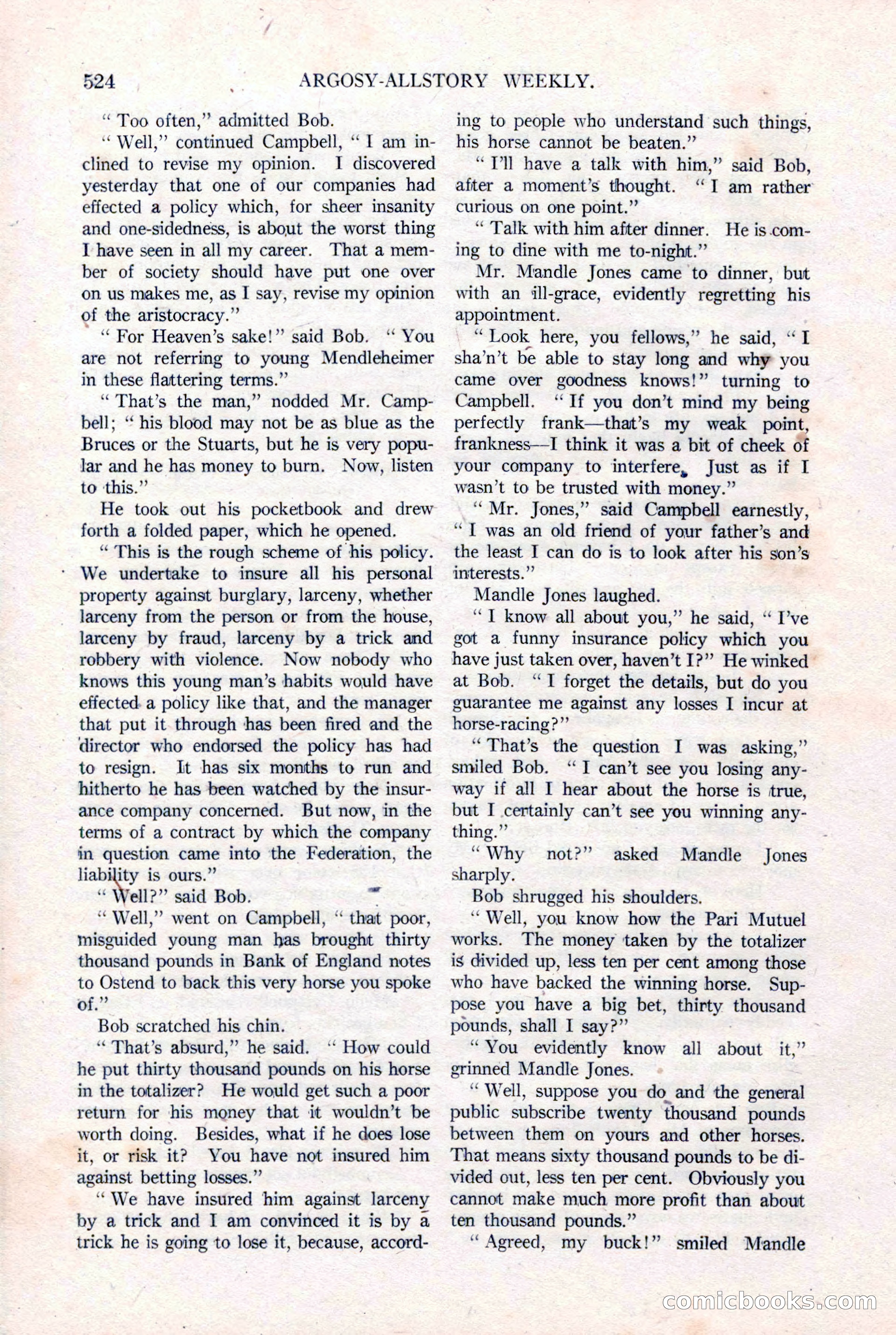 Argosy All-Story Weekly, January 15, 1921 — page 102 of 160