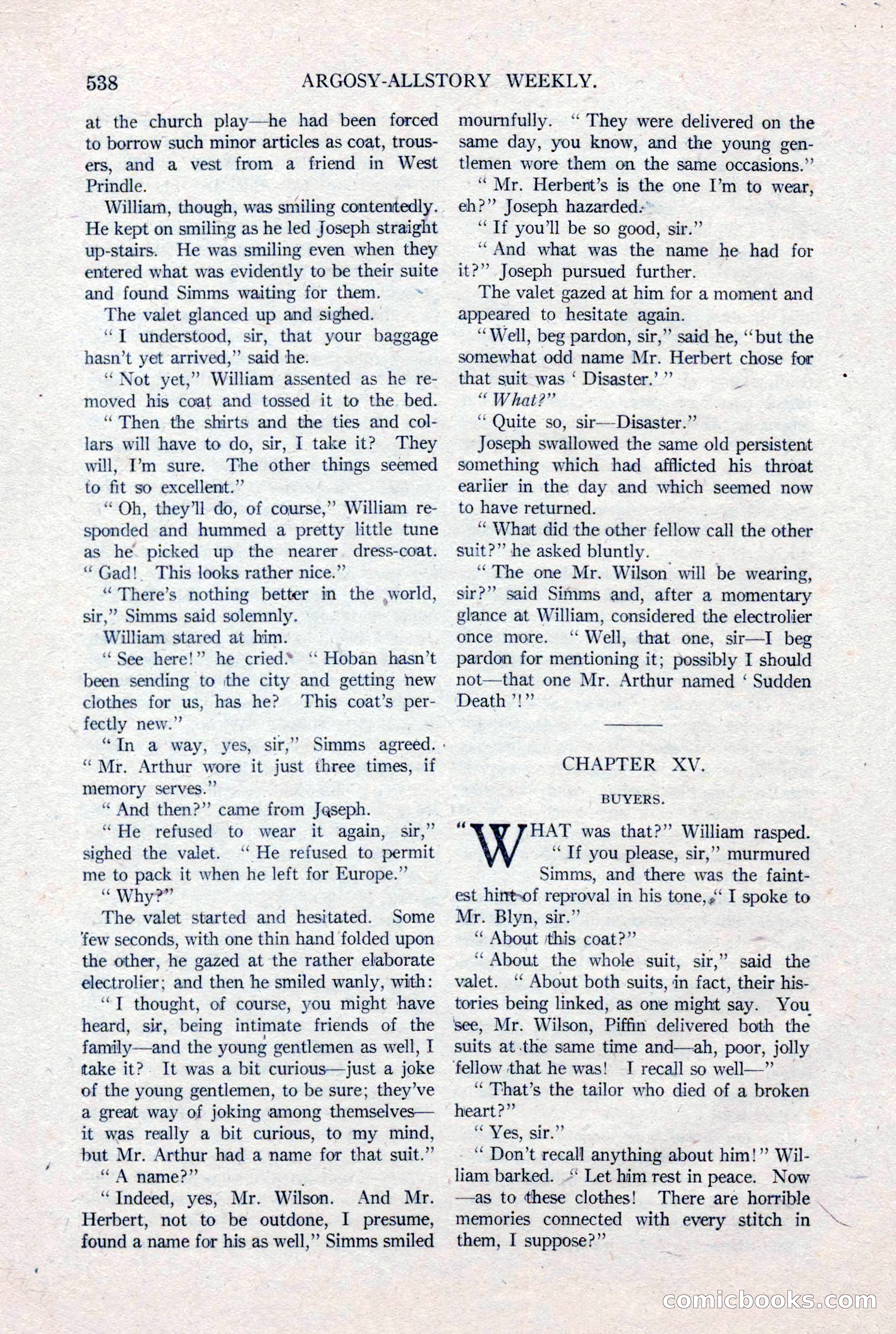 Argosy All-Story Weekly, January 15, 1921 — page 116 of 160