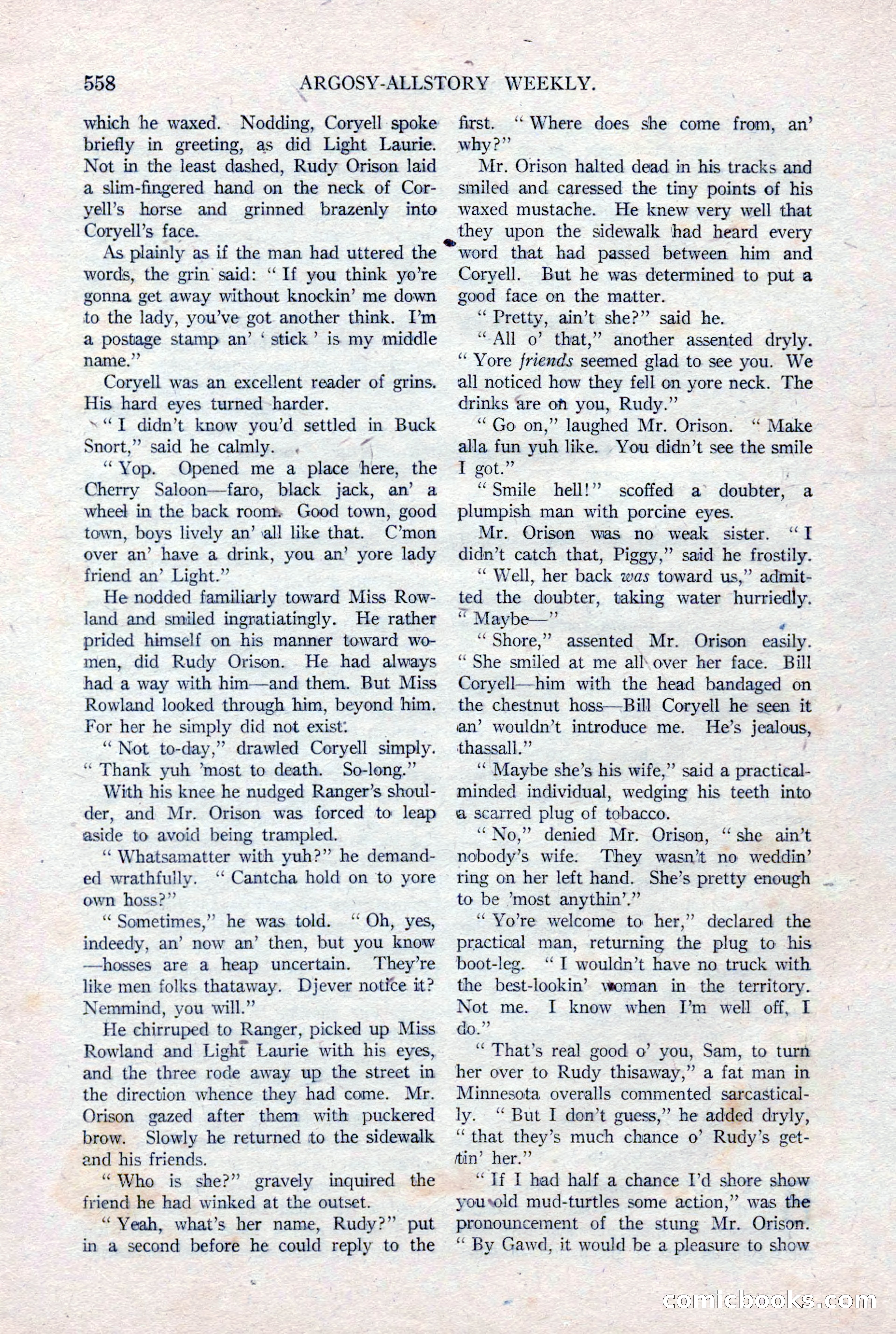 Argosy All-Story Weekly, January 15, 1921 — page 136 of 160