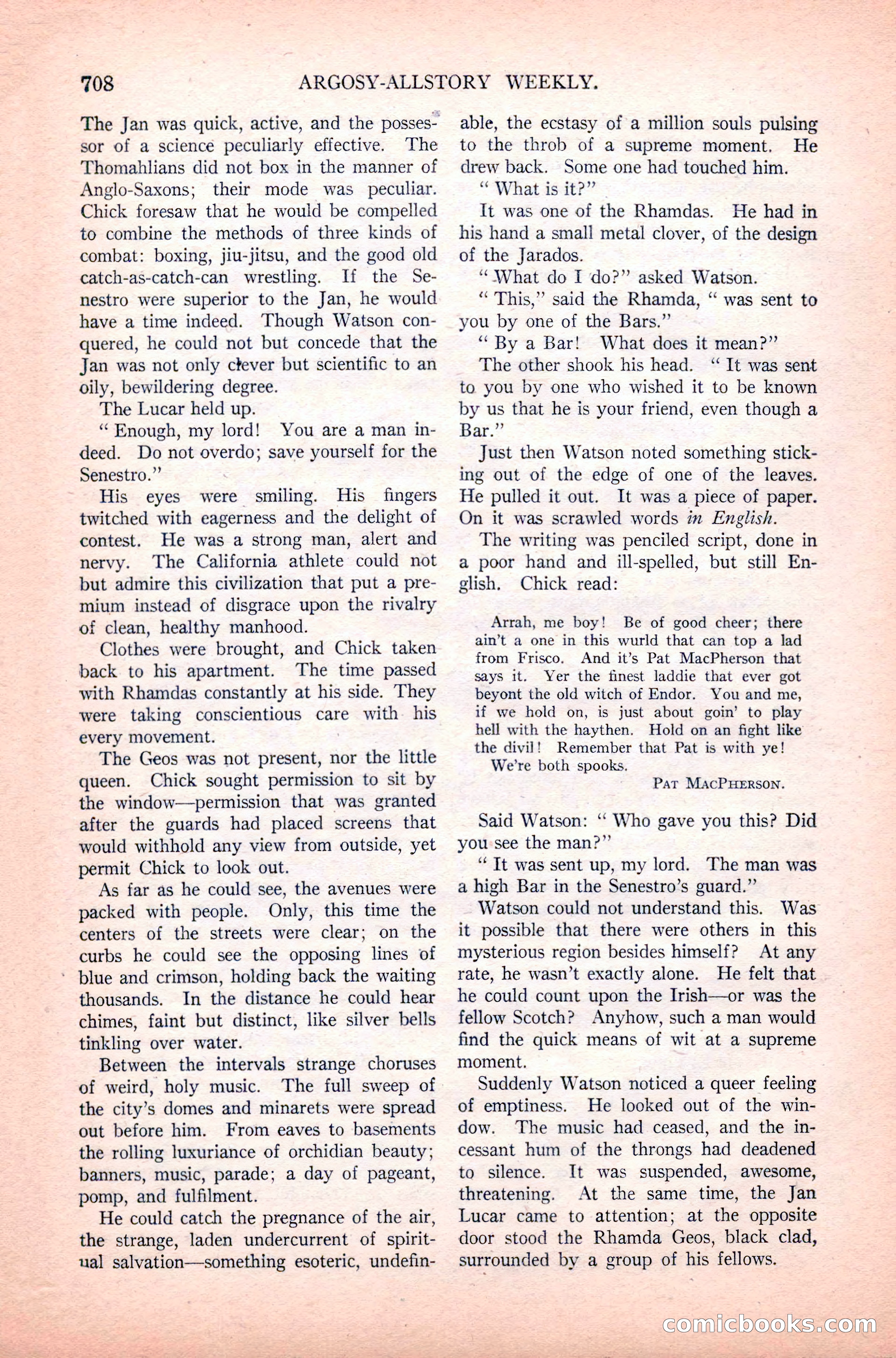 Argosy All-Story Weekly, June 11, 1921 — page 142 of 156
