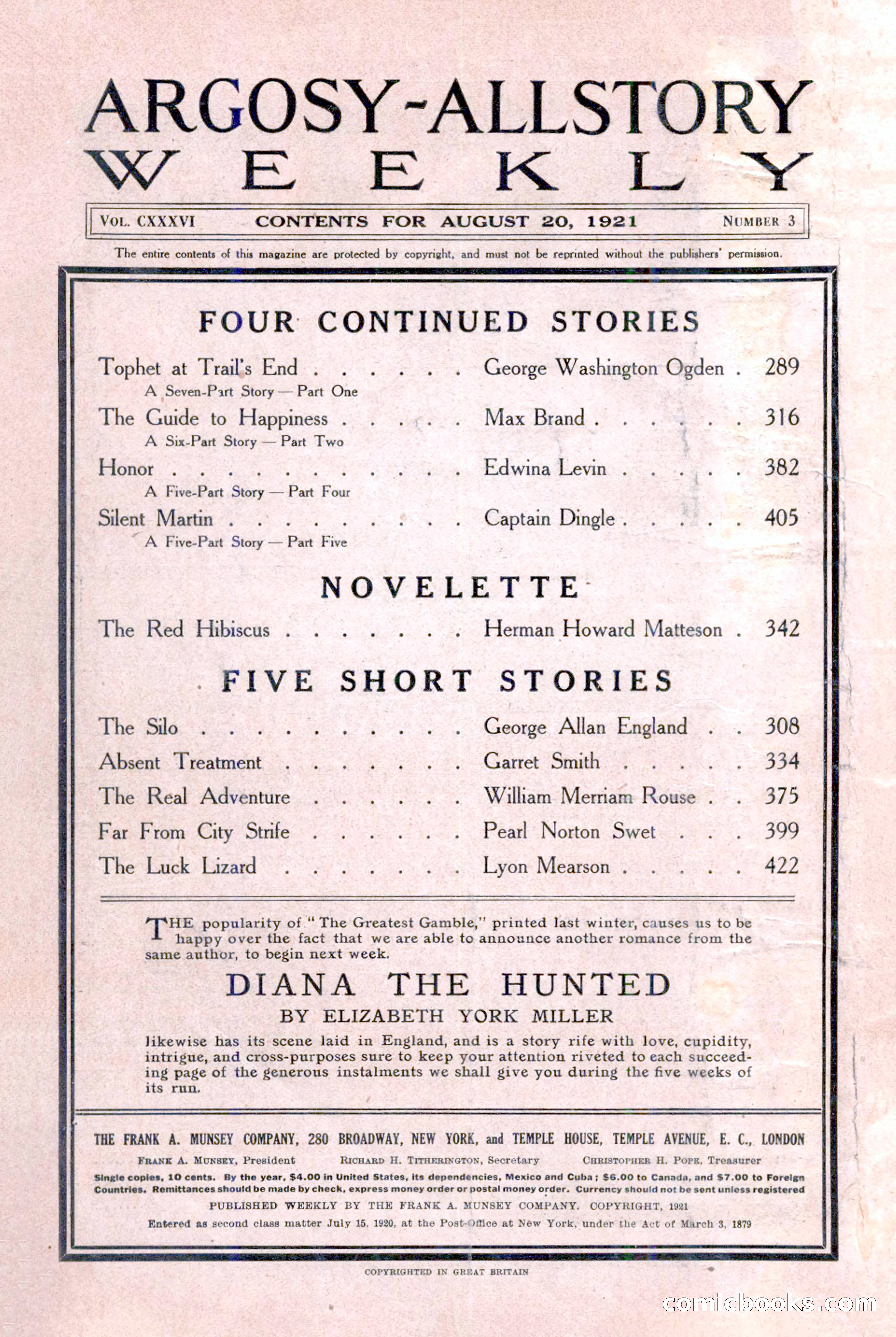 Argosy All-Story Weekly, August 20, 1921 — page 4 of 160