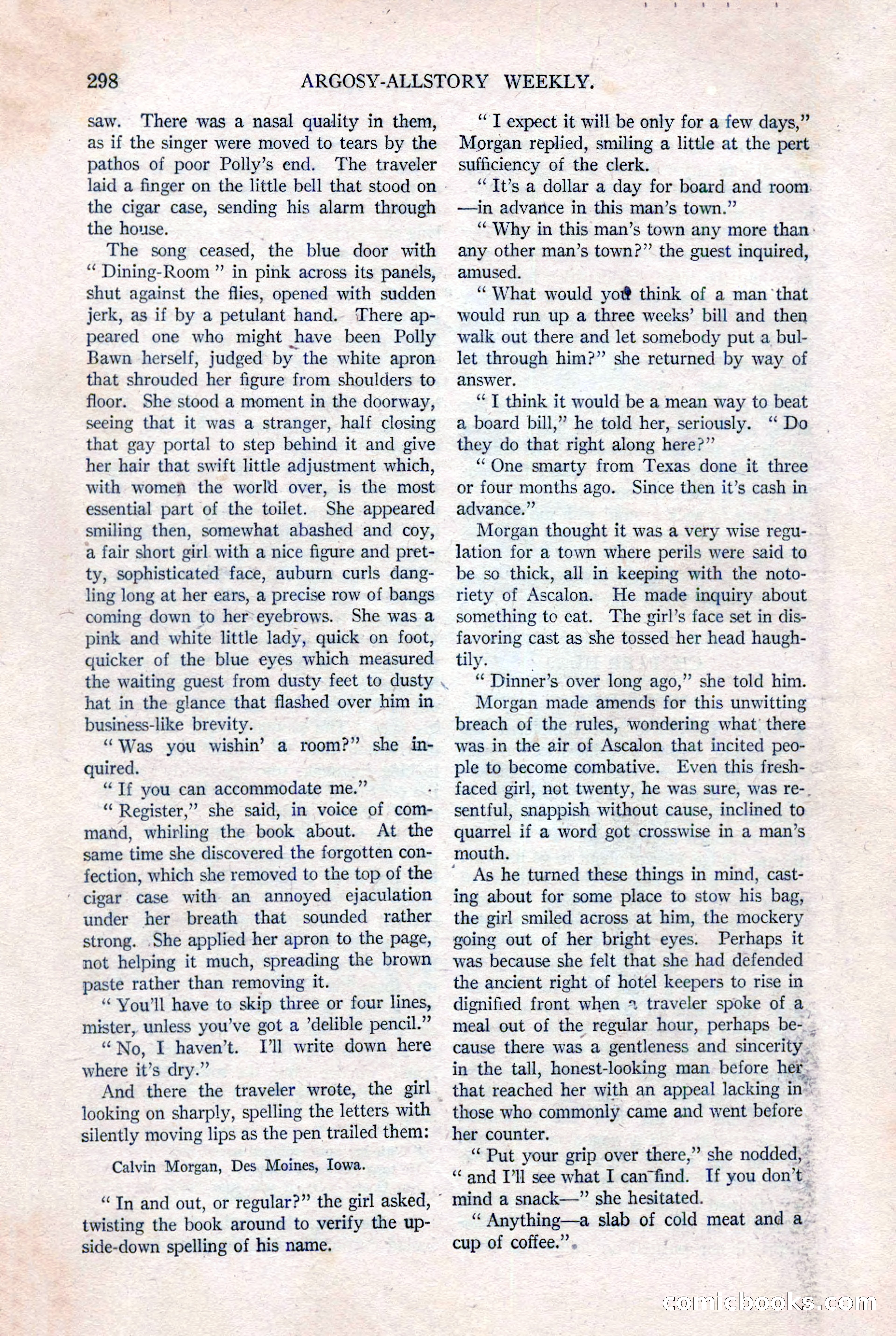 Argosy All-Story Weekly, August 20, 1921 — page 20 of 160