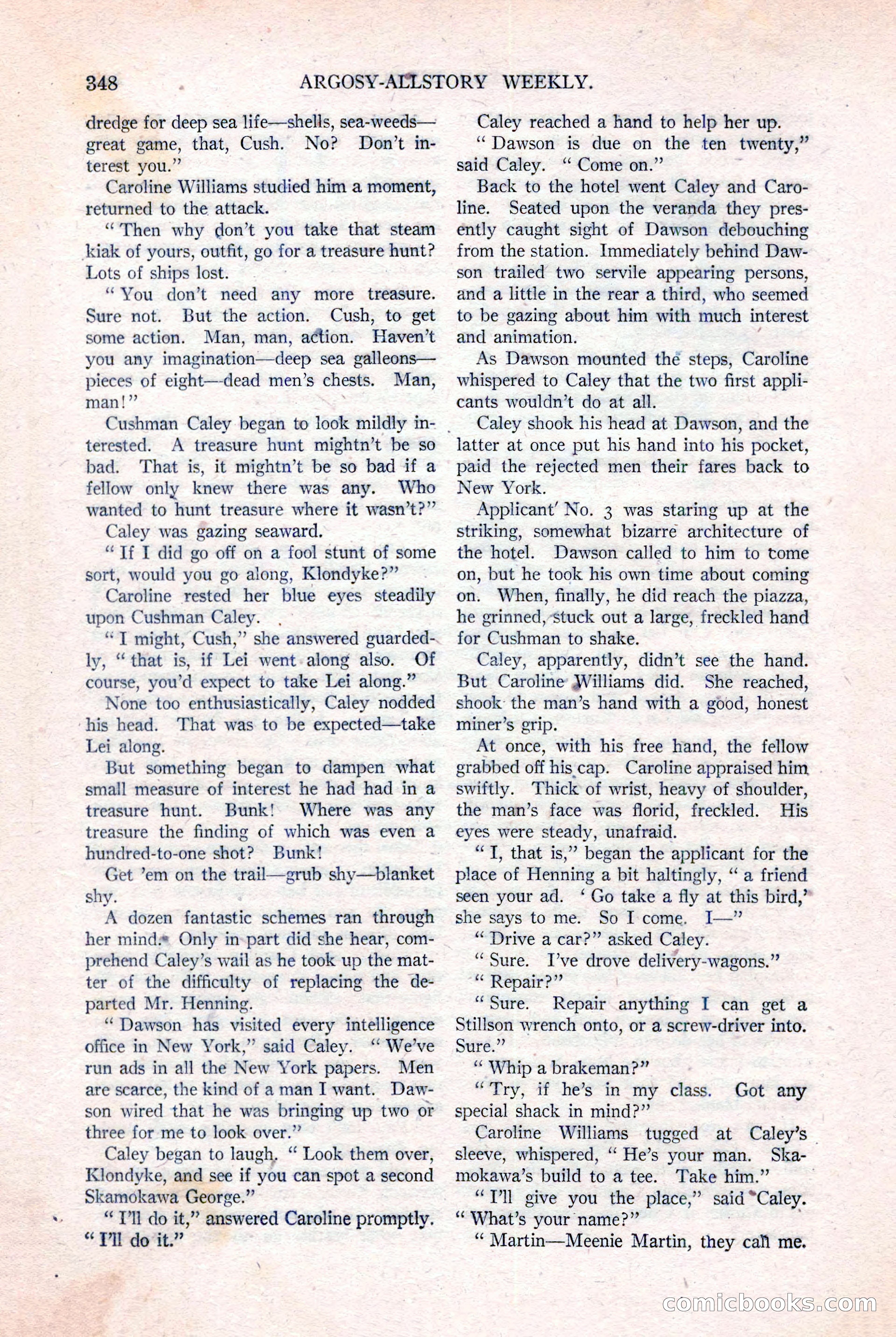 Argosy All-Story Weekly, August 20, 1921 — page 70 of 160