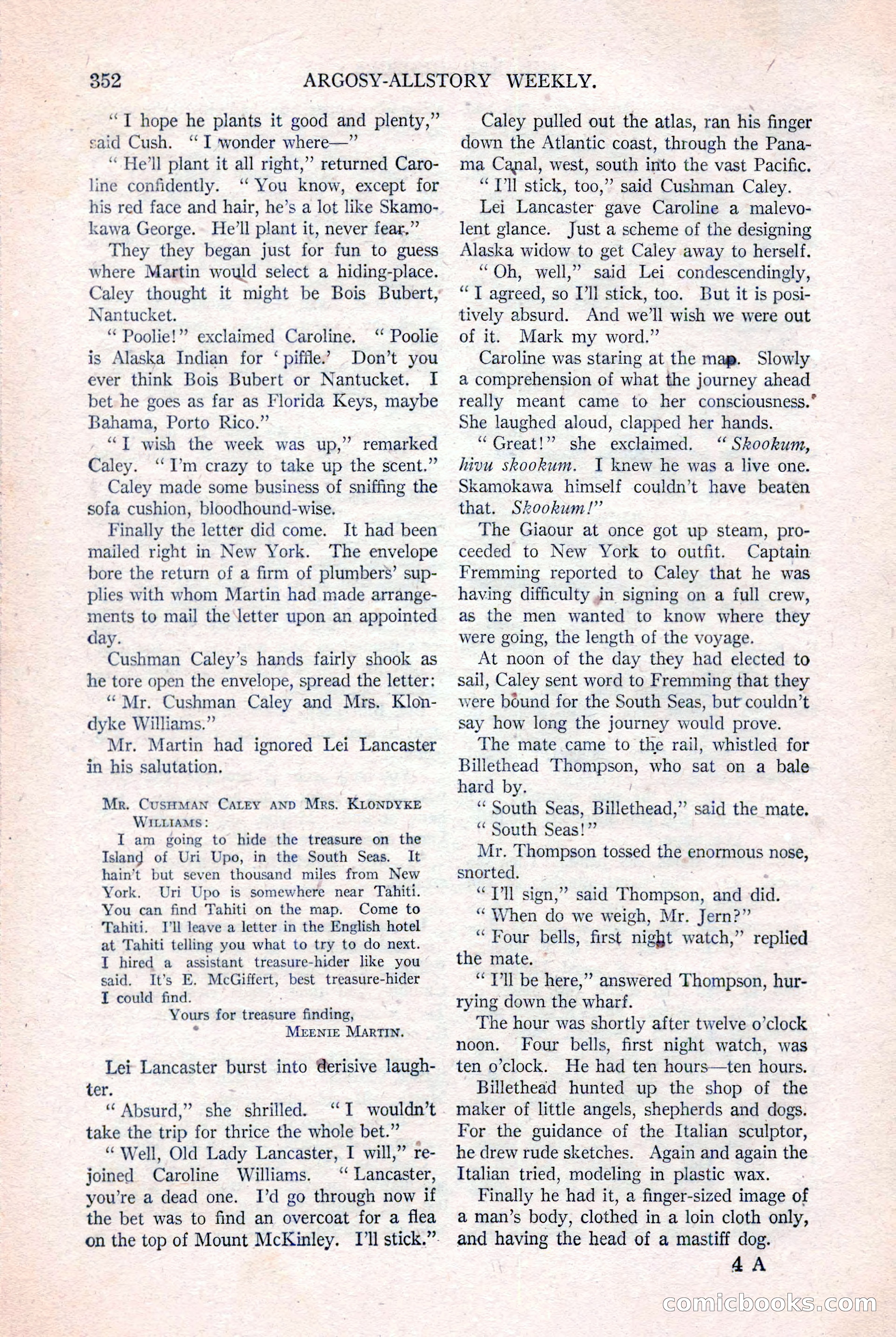 Argosy All-Story Weekly, August 20, 1921 — page 74 of 160