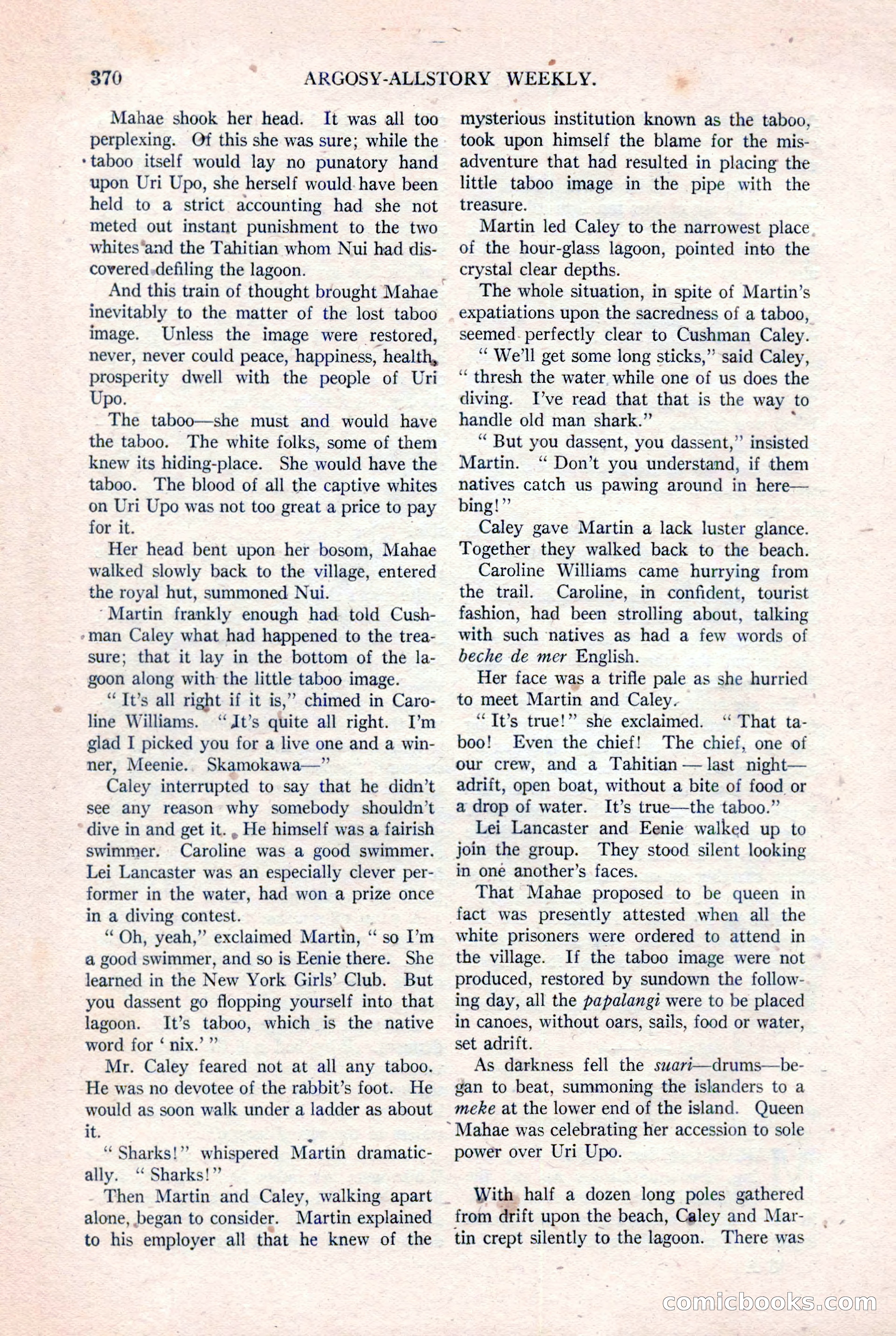 Argosy All-Story Weekly, August 20, 1921 — page 92 of 160