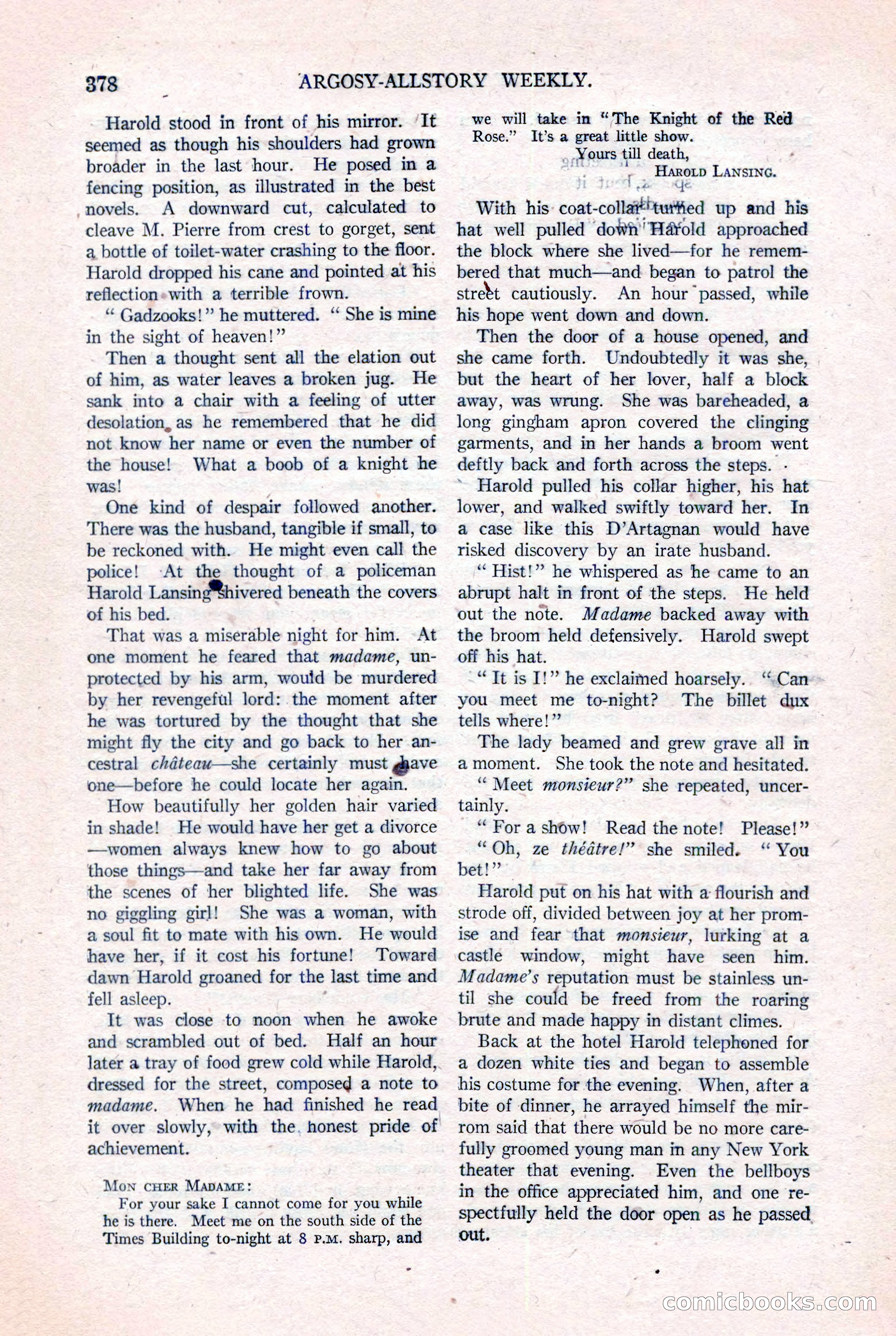 Argosy All-Story Weekly, August 20, 1921 — page 100 of 160
