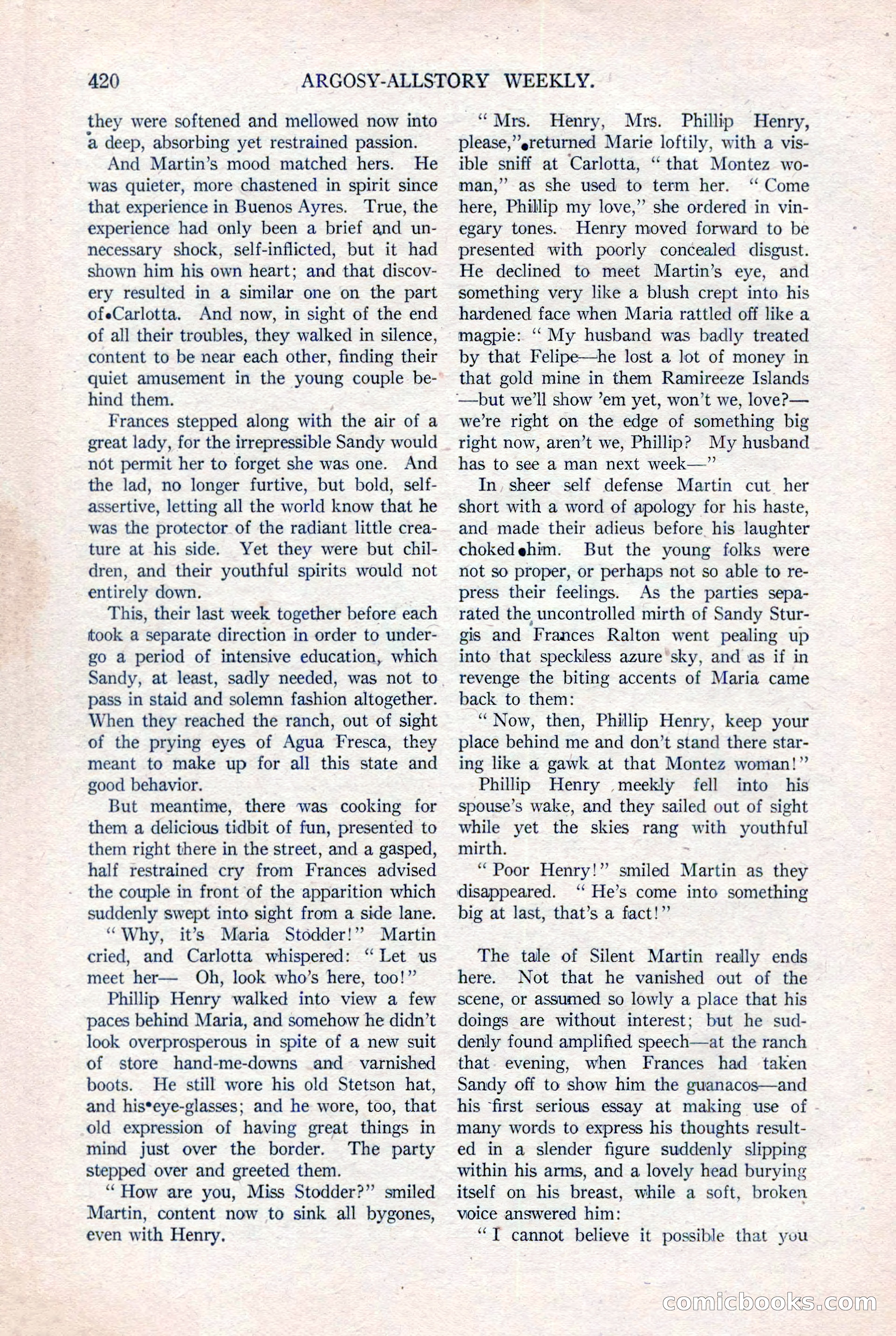 Argosy All-Story Weekly, August 20, 1921 — page 142 of 160