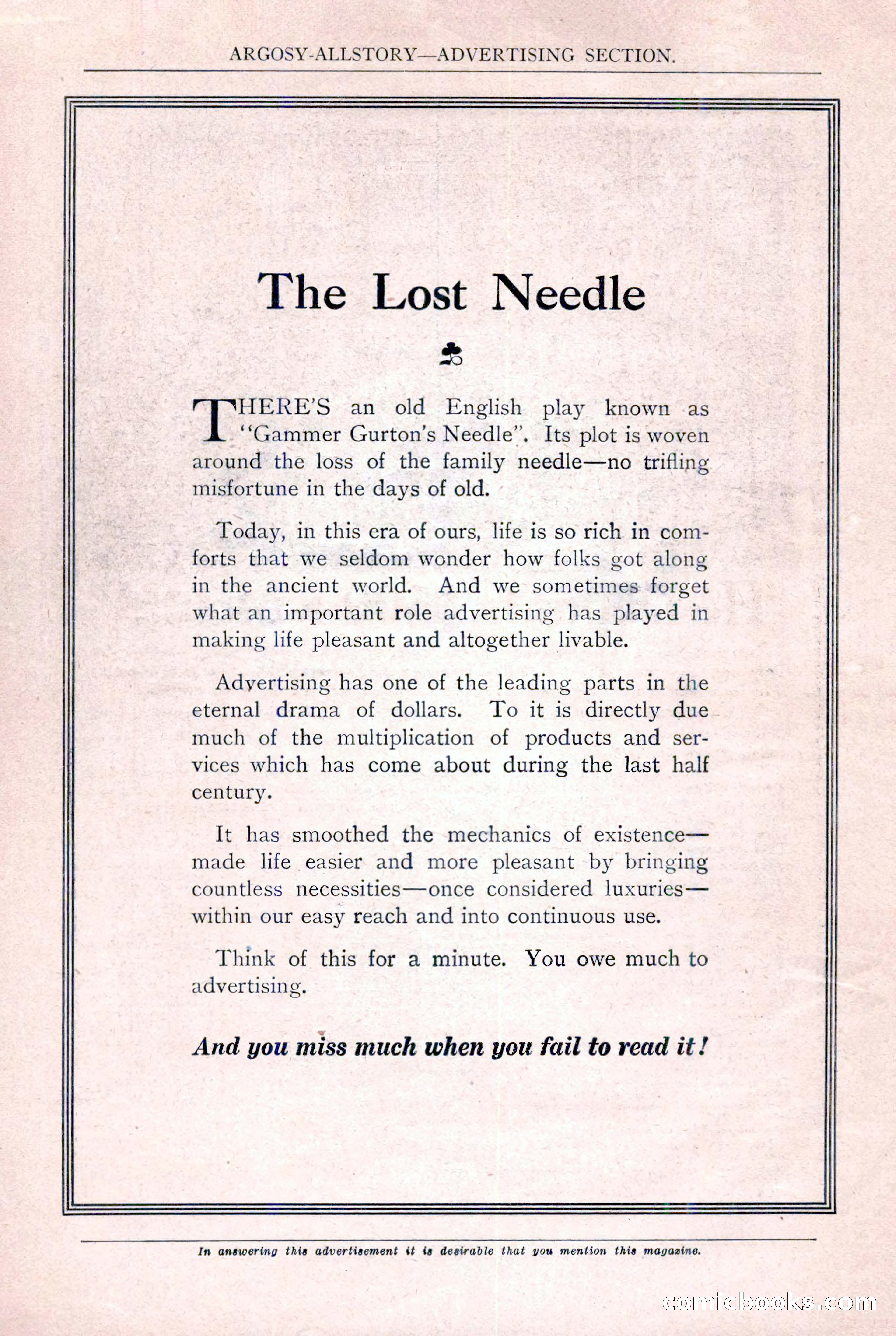 Argosy All-Story Weekly, August 20, 1921 — page 156 of 160