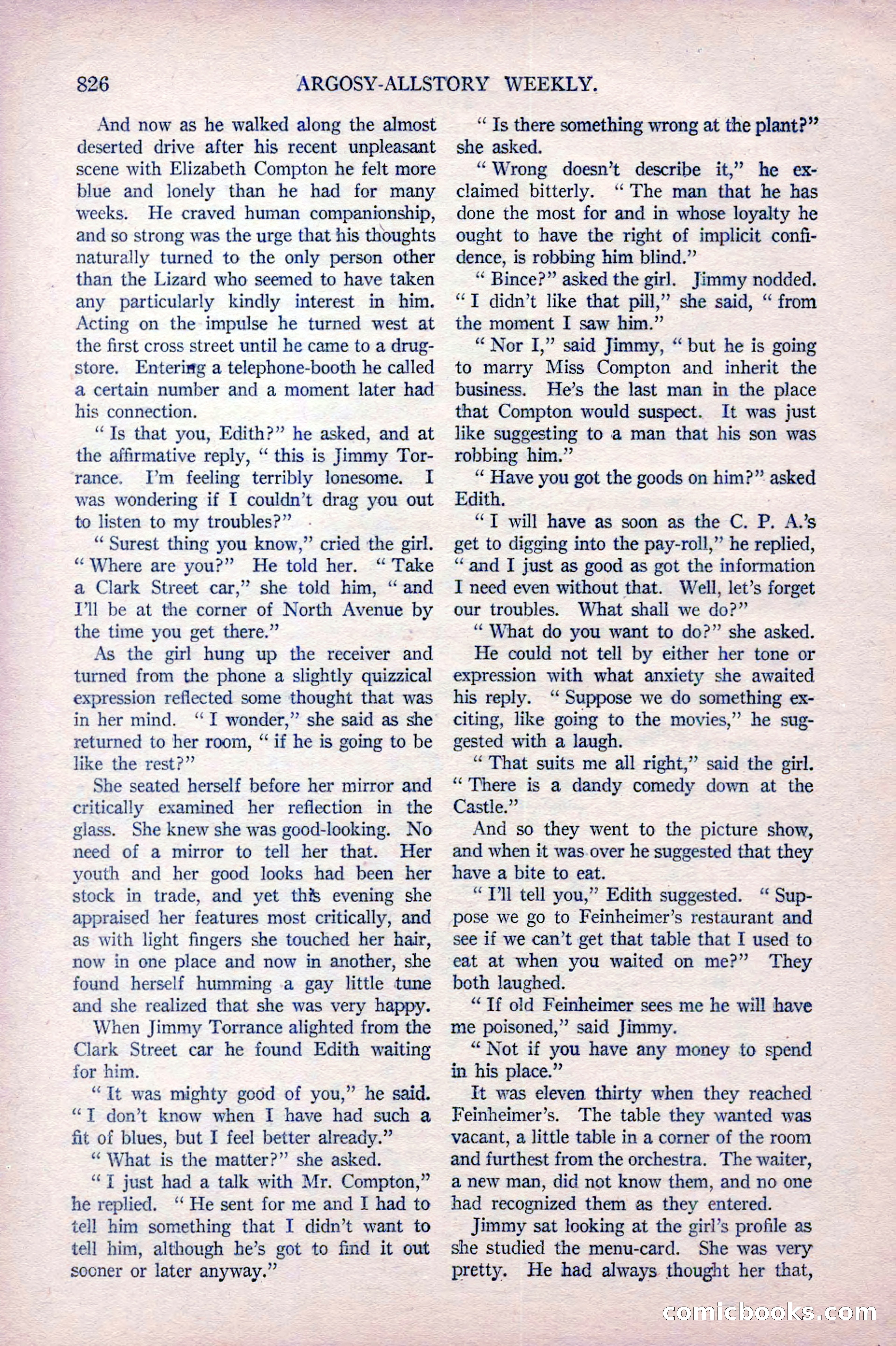 Argosy All-Story Weekly, October 22, 1921 — page 116 of 156