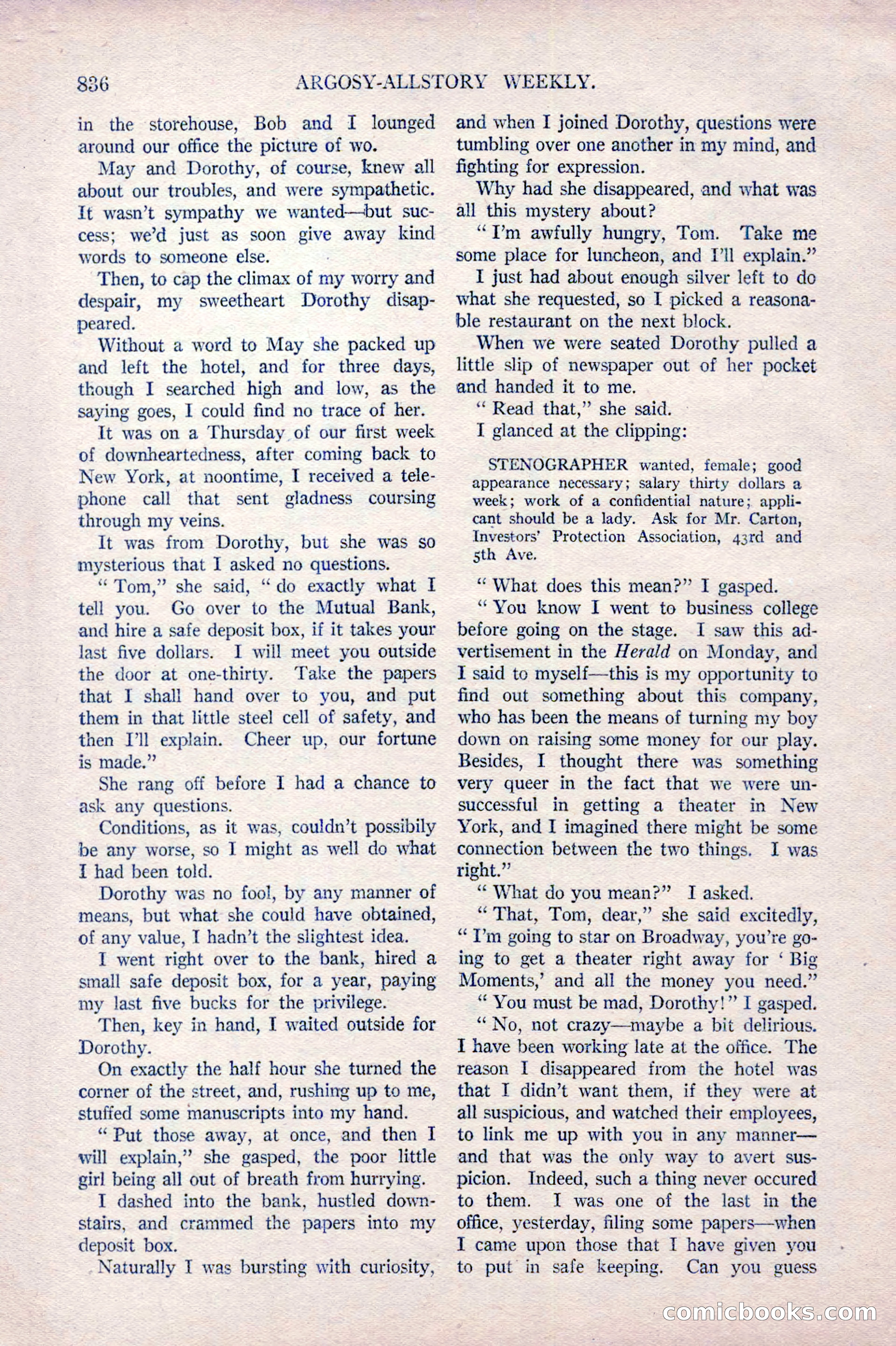Argosy All-Story Weekly, October 22, 1921 — page 126 of 156