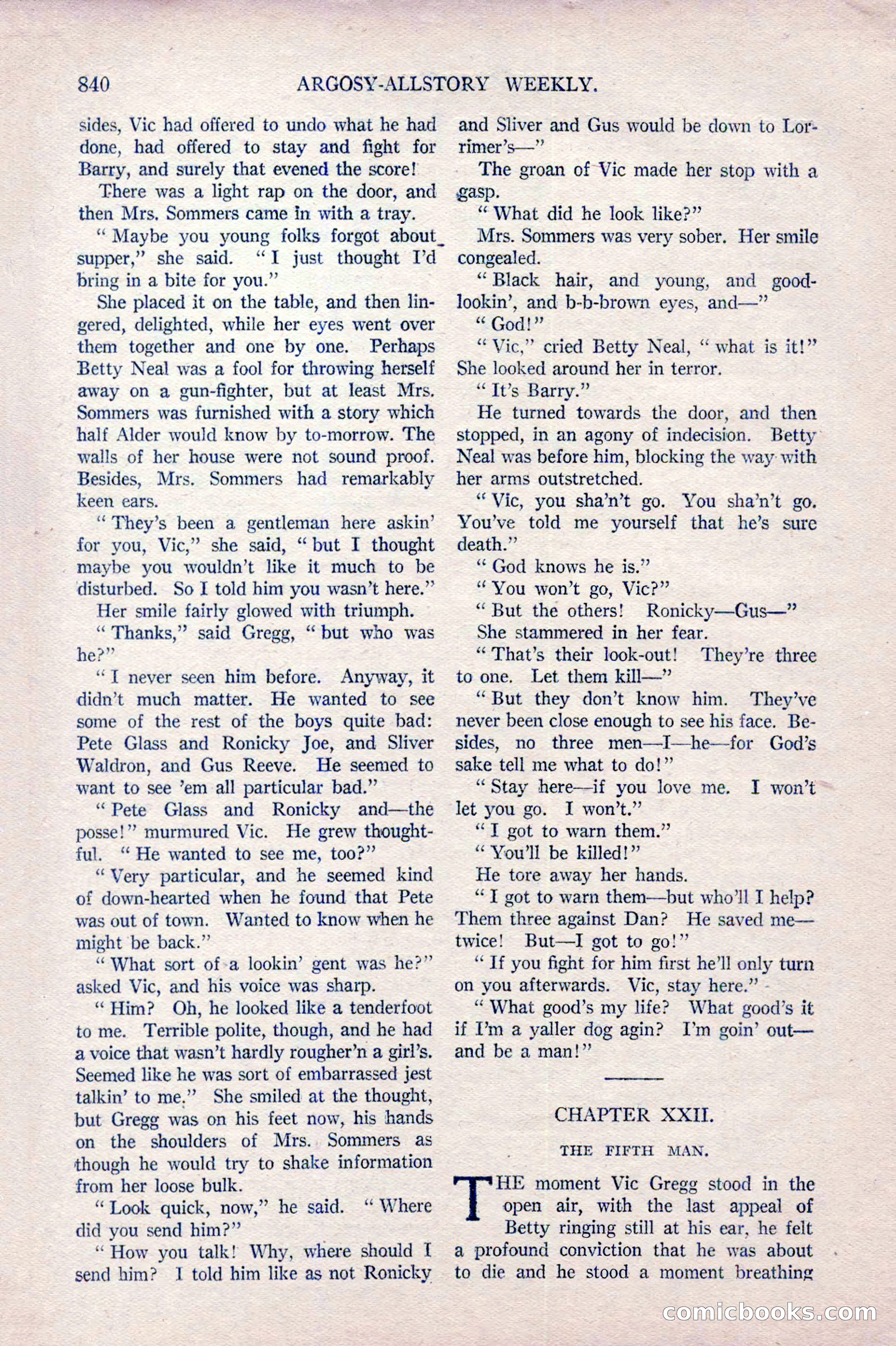 Argosy All-Story Weekly, October 22, 1921 — page 130 of 156
