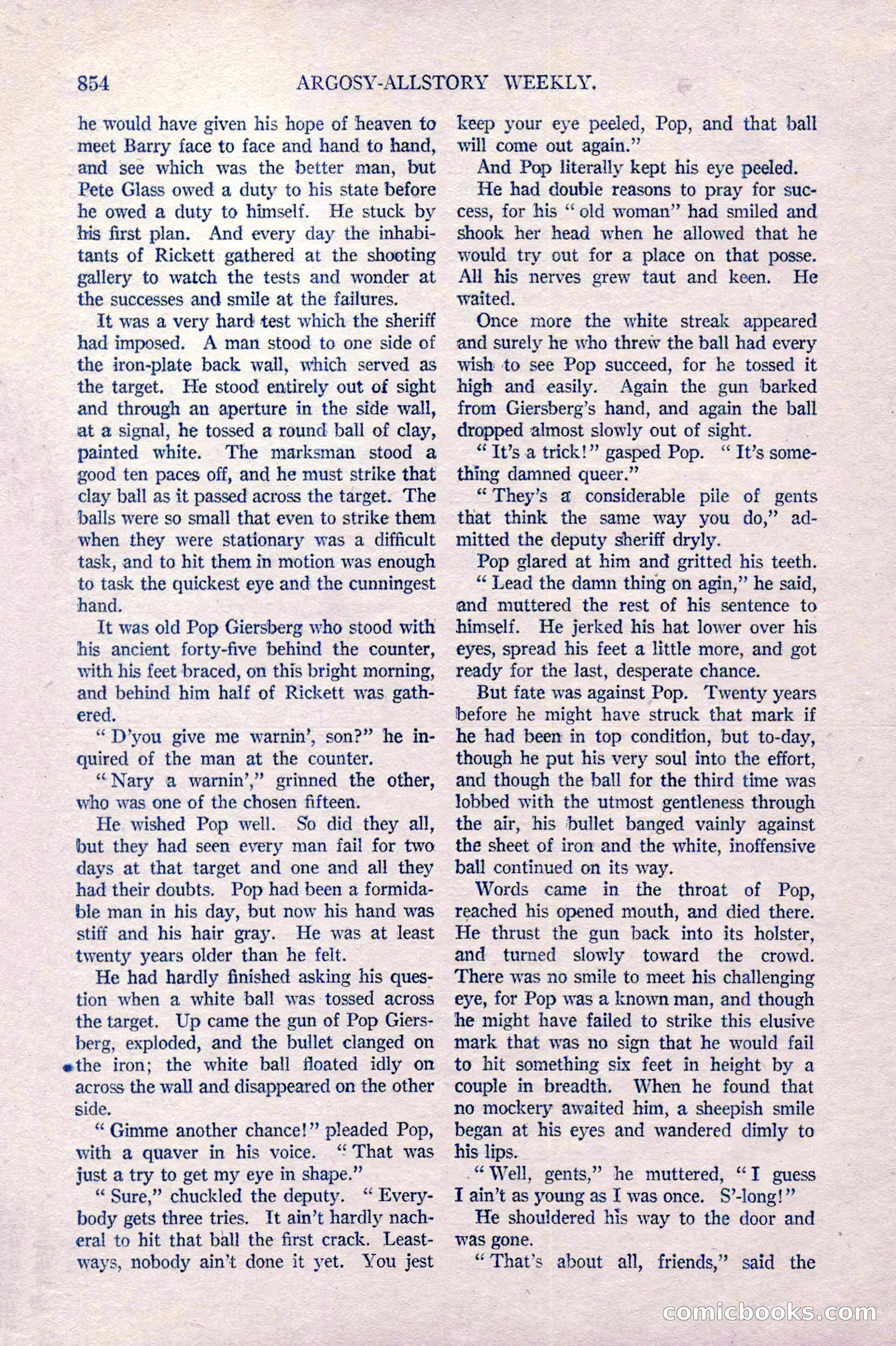 Argosy All-Story Weekly, October 22, 1921 — page 144 of 156