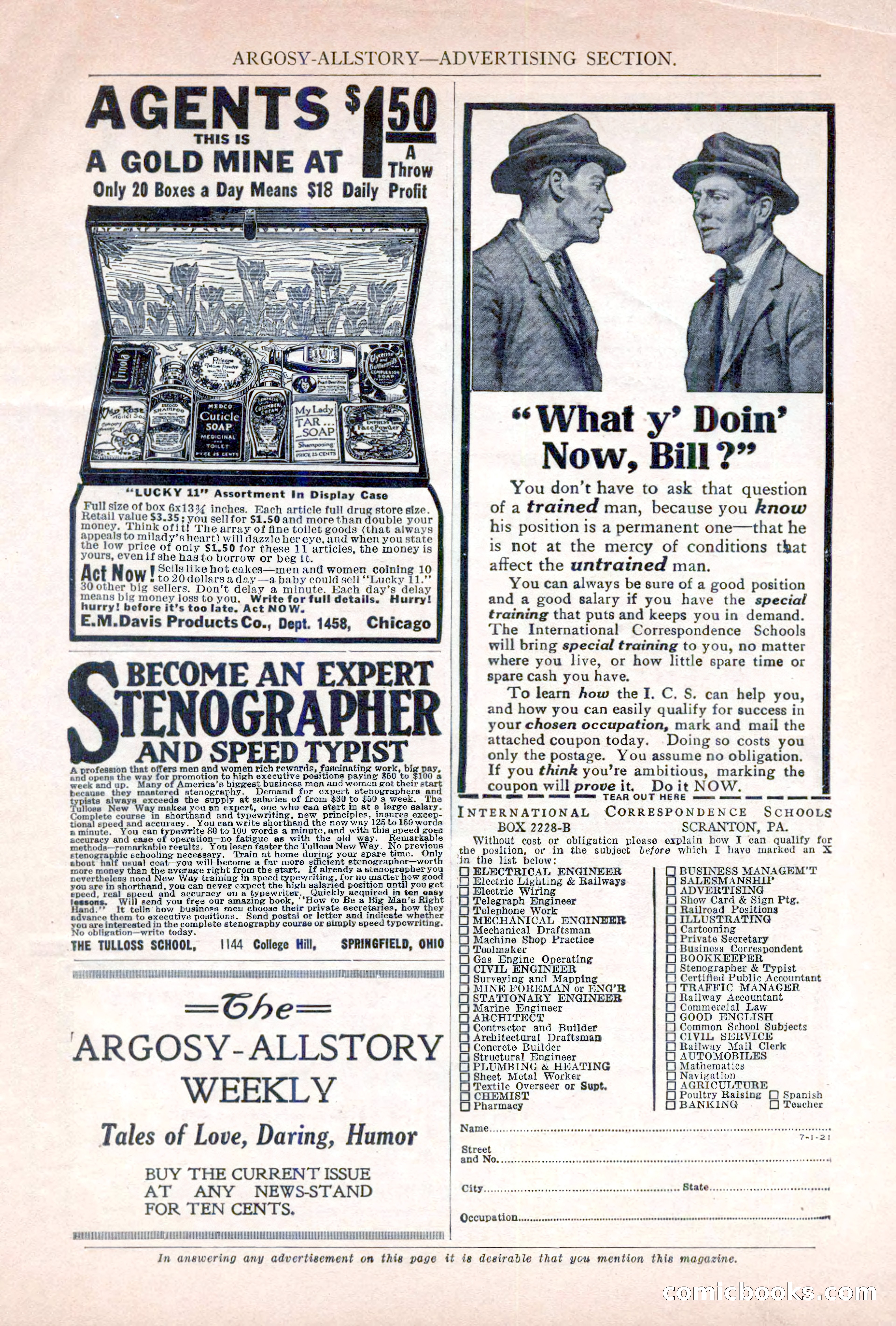 Argosy All-Story Weekly, November 5, 1921 — page 173 of 180