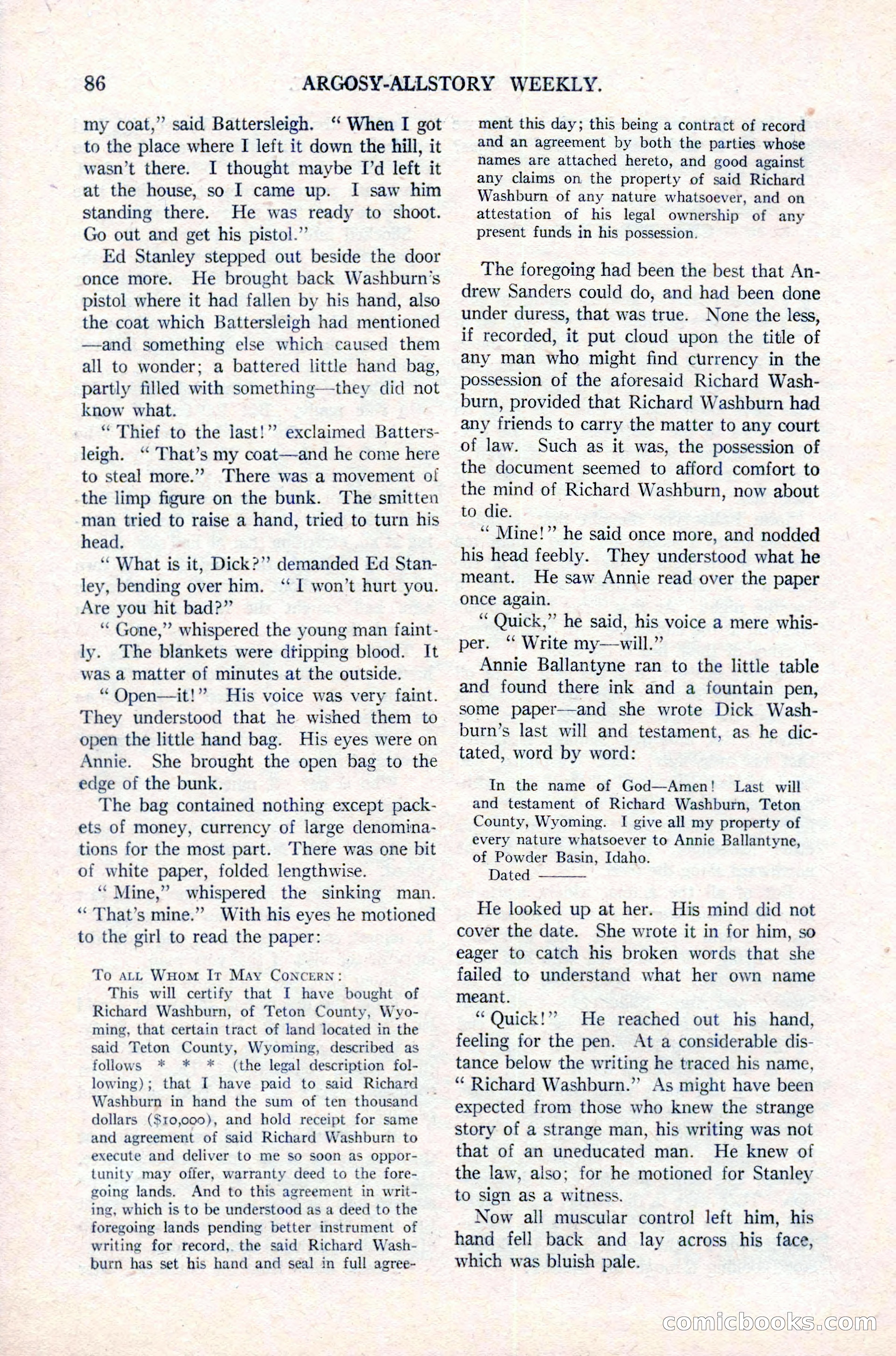 Argosy All-Story Weekly, March 17, 1923 — page 100 of 180