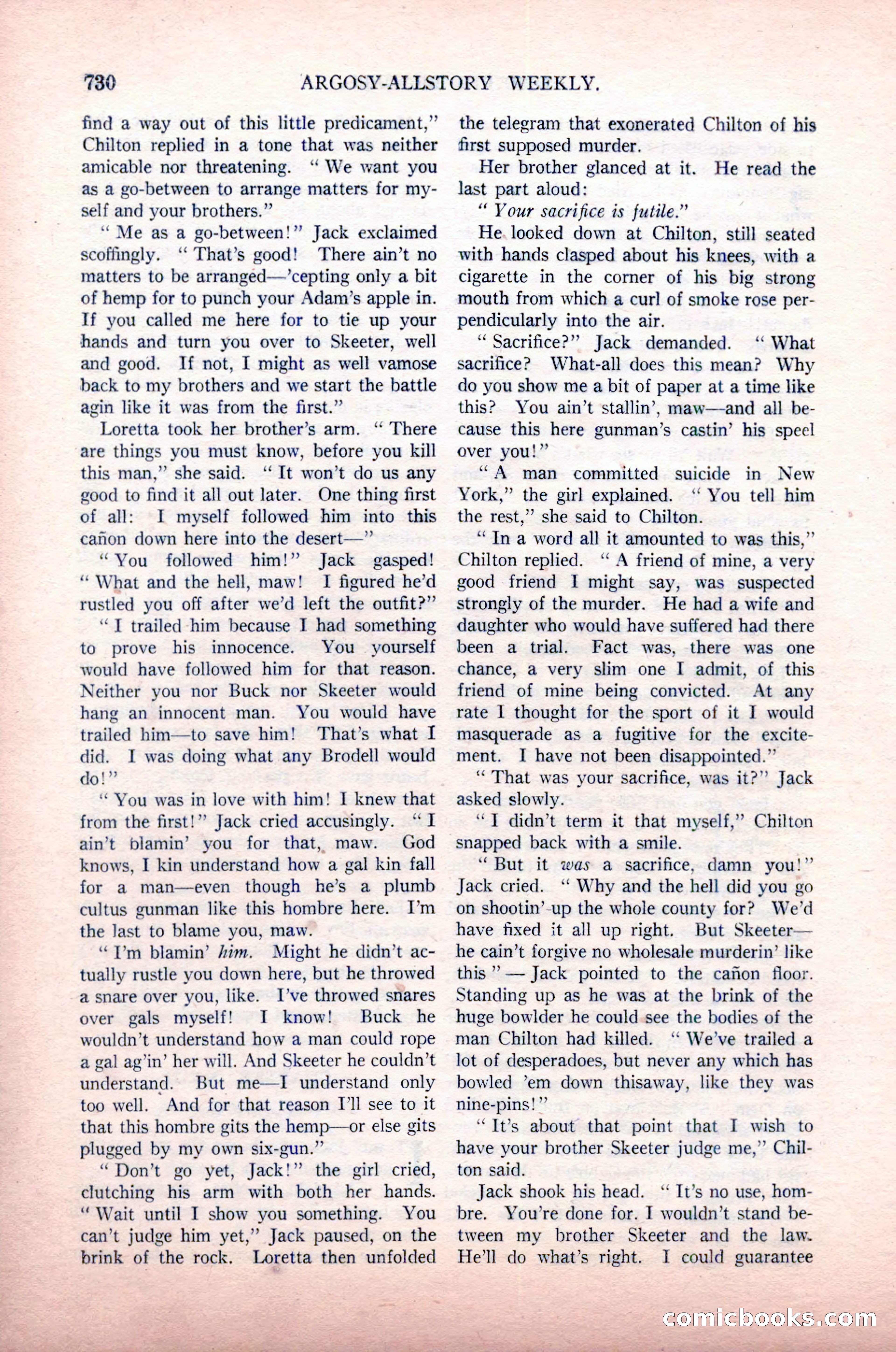Argosy All-Story Weekly, May 9, 1925 — page 100 of 176